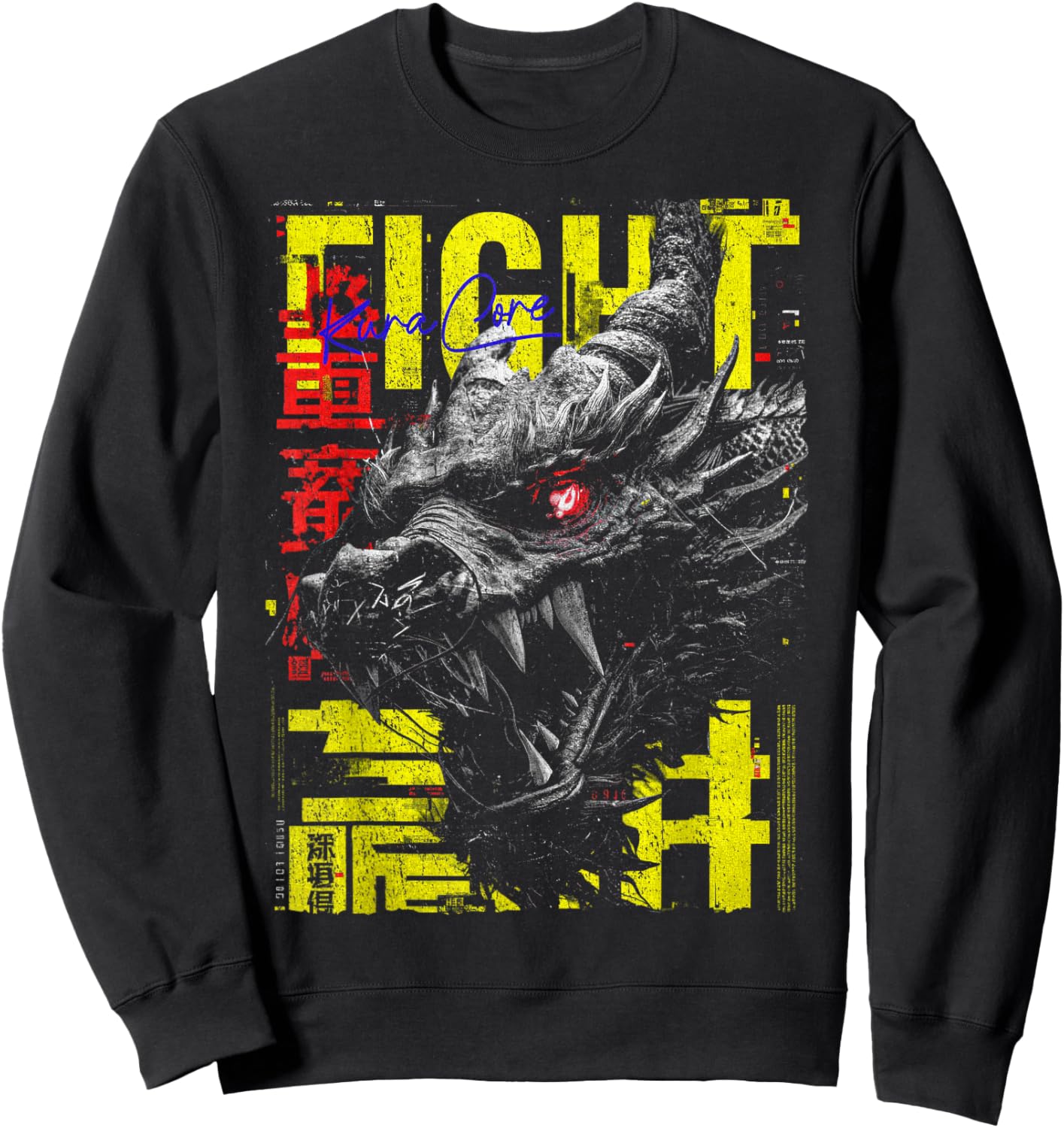 Japan Streetwear Cyberpunk Y2K Techwear Retro Manga Anime Sweatshirt - Sweatshirt | Black