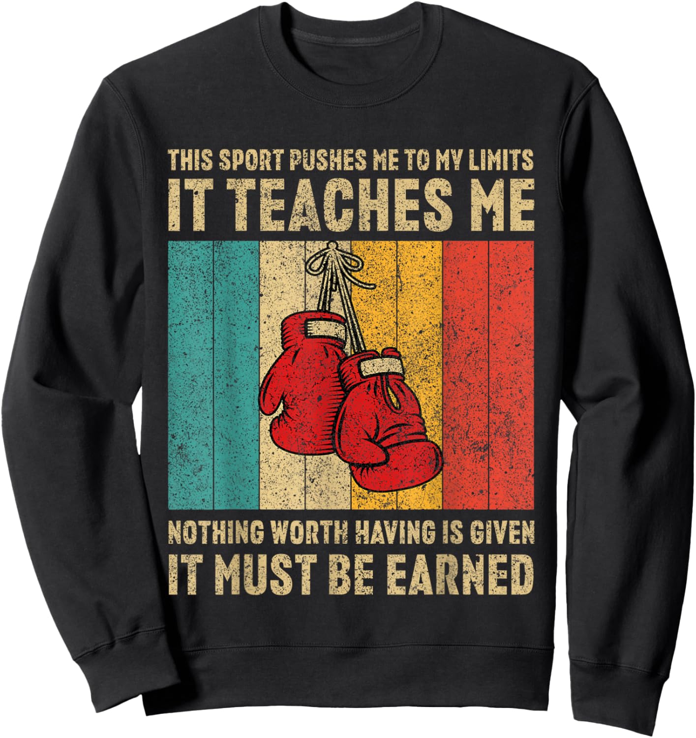 Never Underestimate A Grandpa With Boxing Gloves Boxing Sweatshirt - Sweatshirt | Black