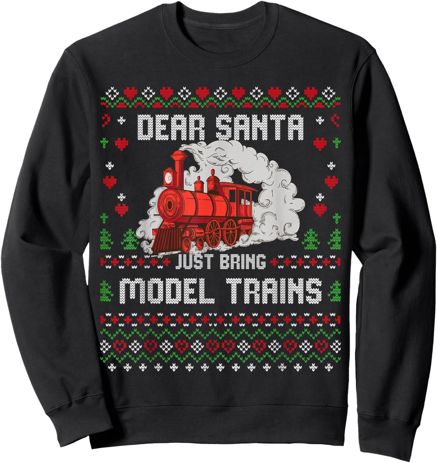 Steam Model Trains Collector Christmas Ugly Xmas Sweater Sweatshirt - Sweatshirt | Black