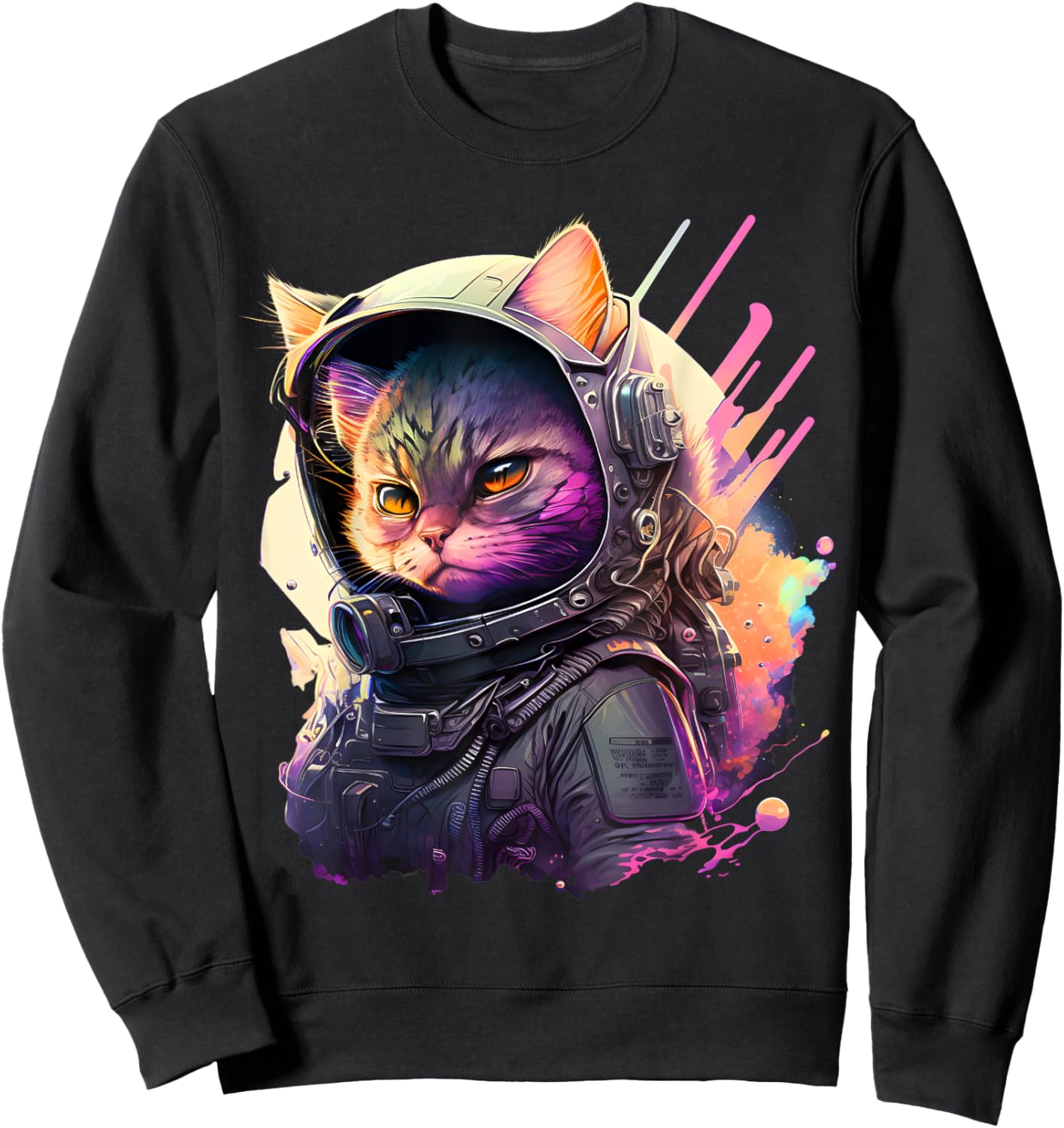 catstronaut Hero Universe Space Cat Astronaut With Spacesuit Sweatshirt - Sweatshirt | Black