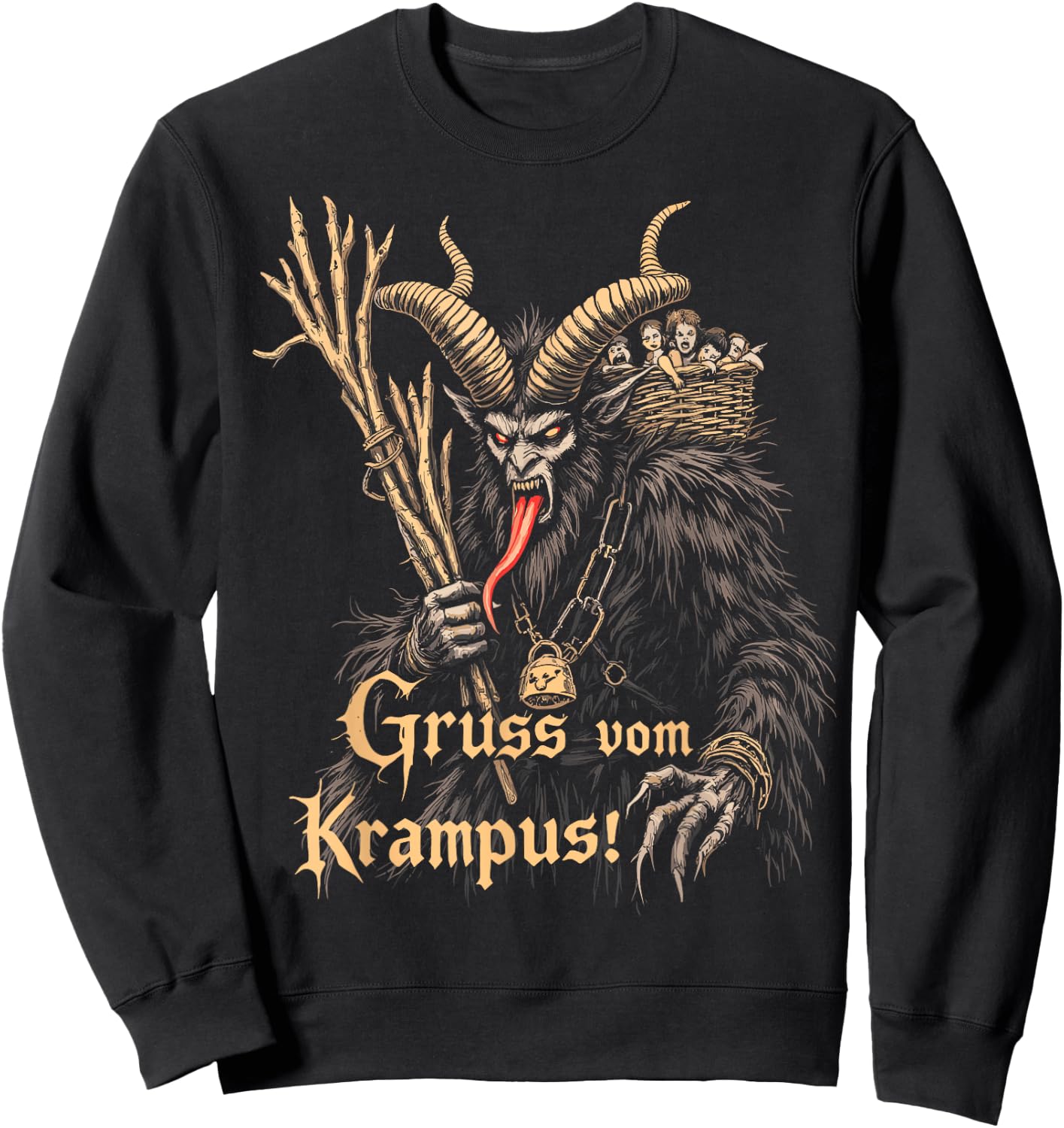 Gruss Vom Krampus Christmas Eve Naughty Kids Xmas Party Sweatshirt - Sweatshirt | Black