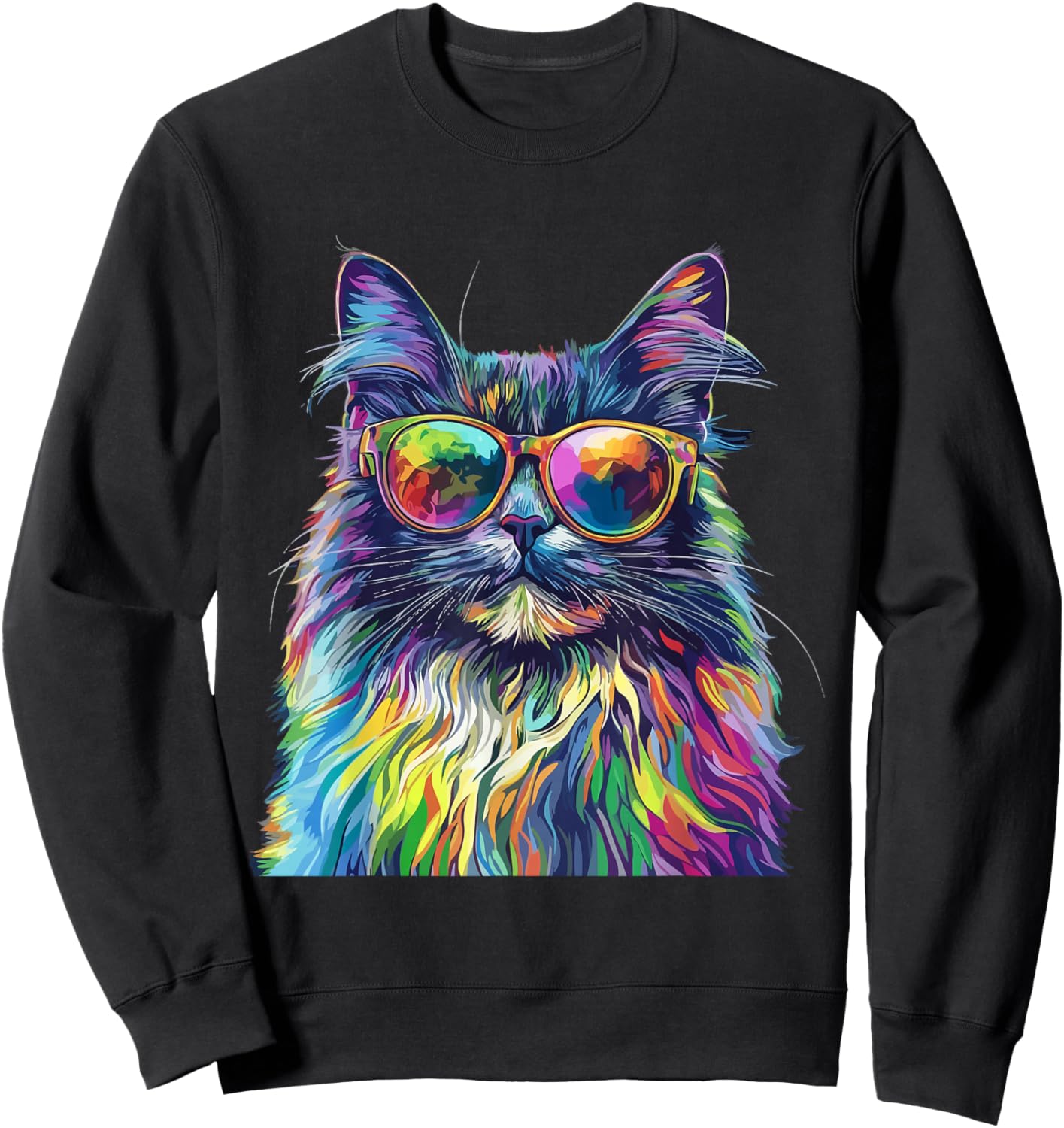 Maine Coon Cat Lover Wearing Pop Art Funny Maine Coon Cat Sweatshirt - Sweatshirt | Black
