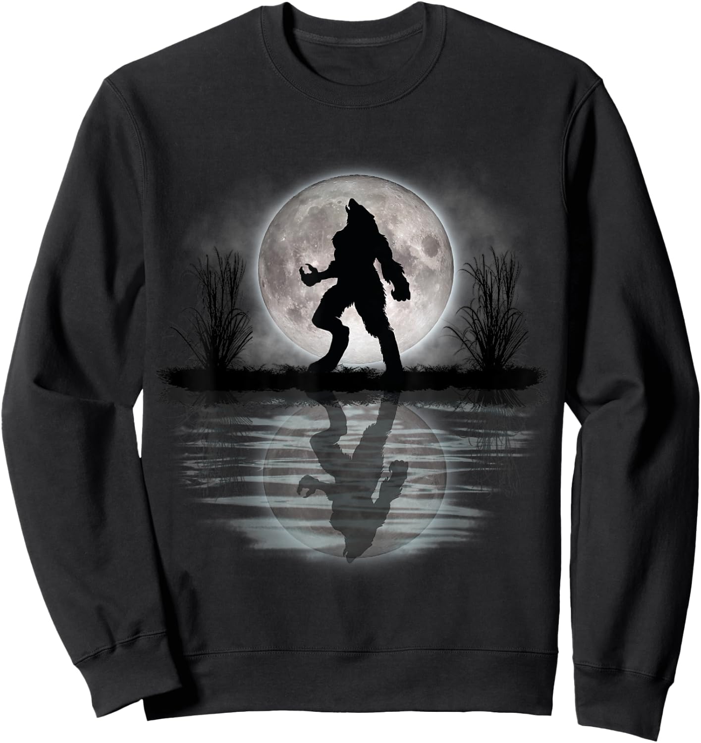 Werewolf Under A Full Moon Howling Scary Sweatshirt - Sweatshirt | Black