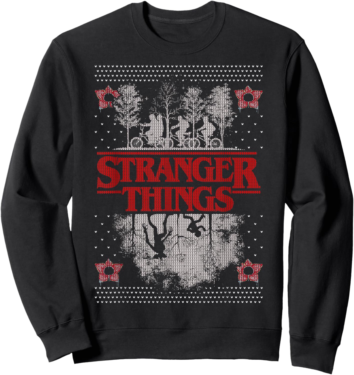 Netflix Stranger Things Ugly Christmas Sweater Style Sweatshirt - Sweatshirt | Black