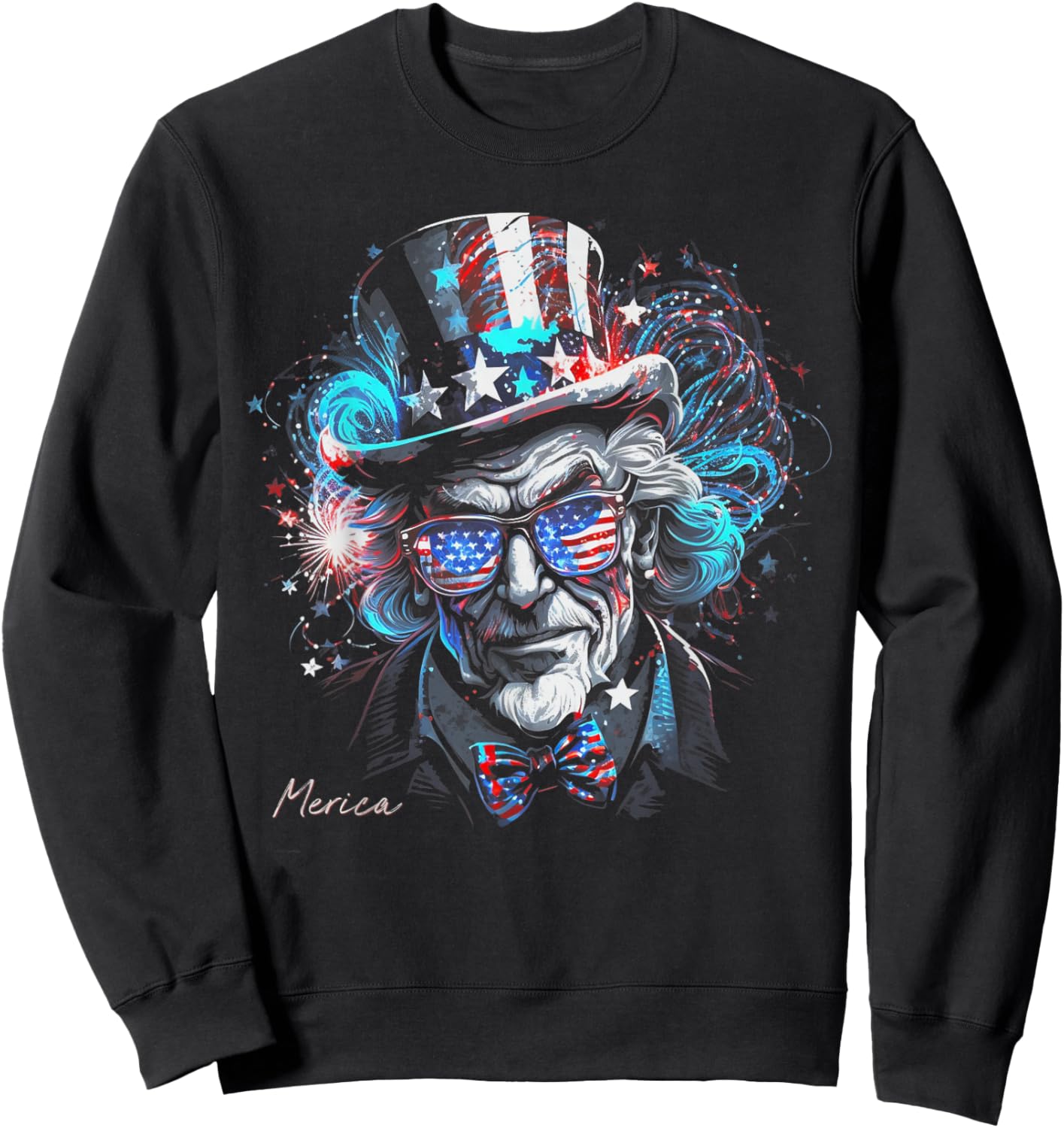 Uncle Sam Fourth 4th of July American Flag USA America Funny Sweatshirt - Sweatshirt | Black