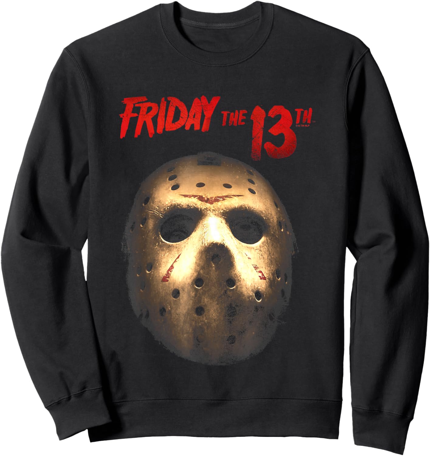 Friday The 13th Jason Voorhees Hockey Mask Distressed Sweatshirt - Sweatshirt | Black