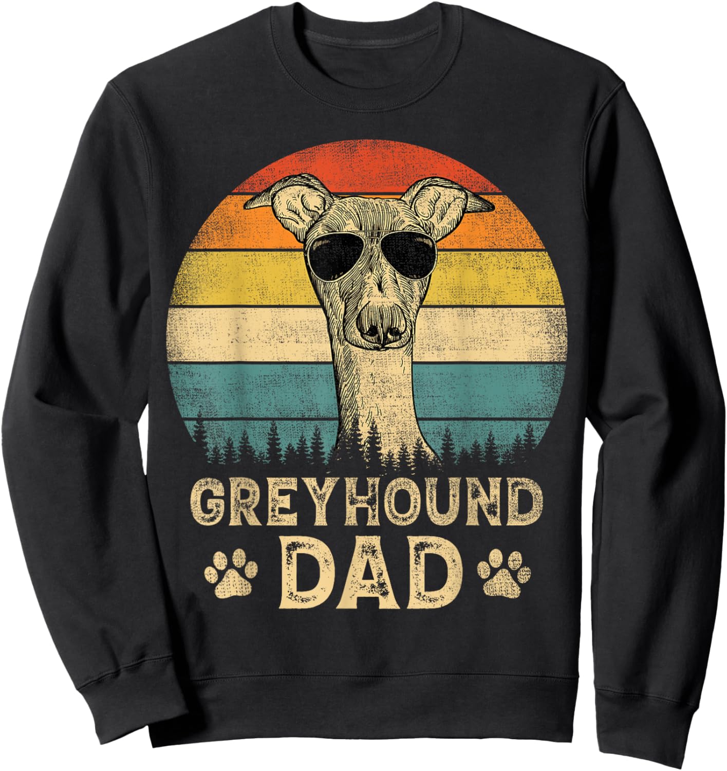 Vintage Greyhound Dad Dog Lovers Father's Day Men Women Sweatshirt - Sweatshirt | Black