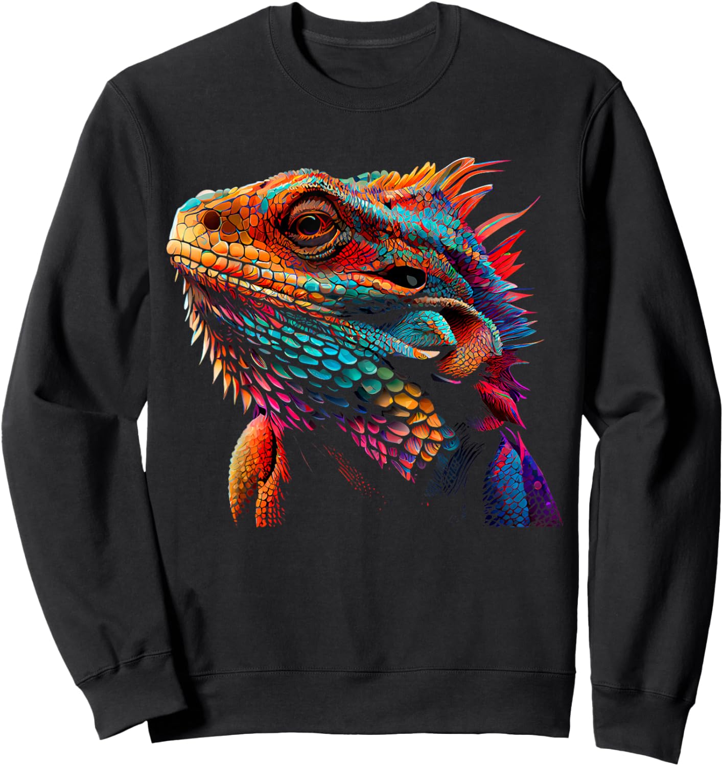 Bearded Dragon Lover Fun Colorful Cool Painting Art Cute Pet Sweatshirt - Sweatshirt | Black