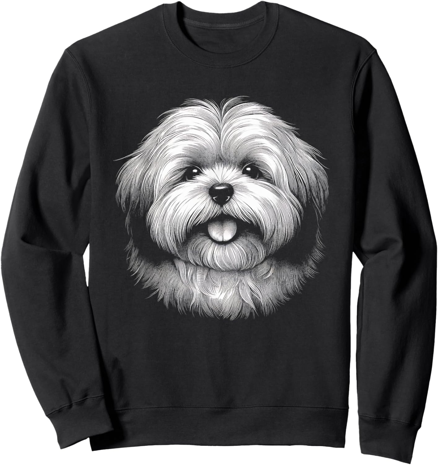Lhasa Apso Dog Face Art Design and Men Sweatshirt - Sweatshirt | Black