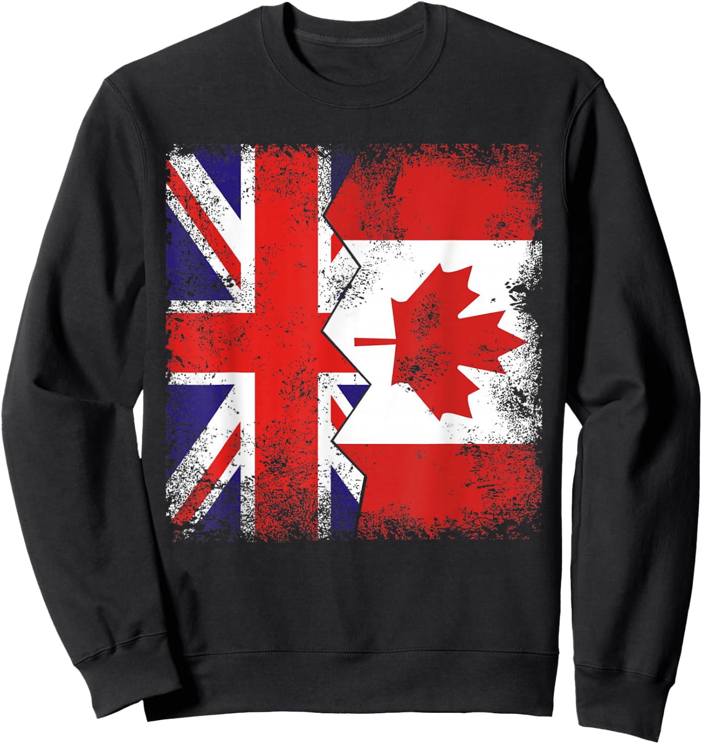 Canadian Roots | Half British Flags | UK Canada Vintage Sweatshirt - Sweatshirt | Black