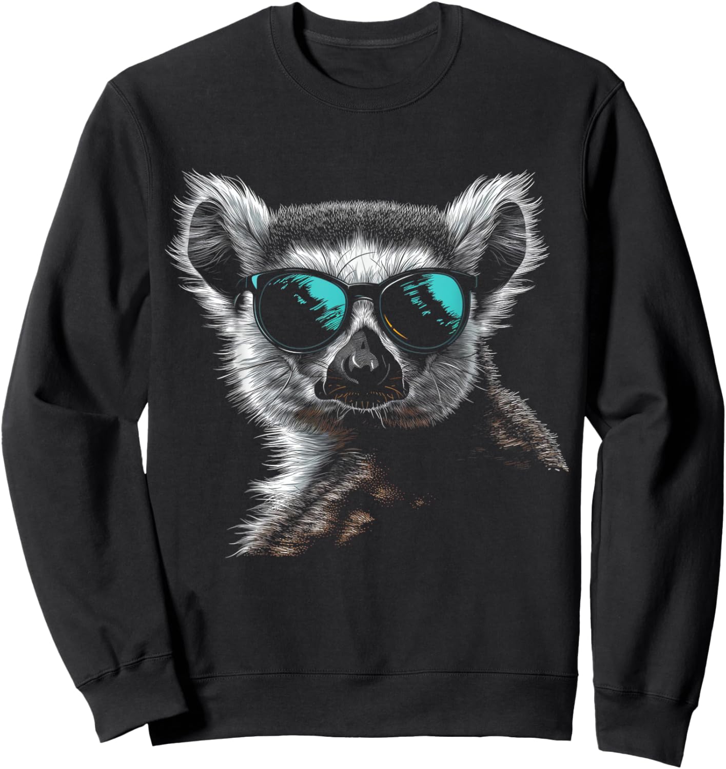 Lemur Wearing Sunglasses Funny Animal Monkey Lemur Lover Sweatshirt - Sweatshirt | Black