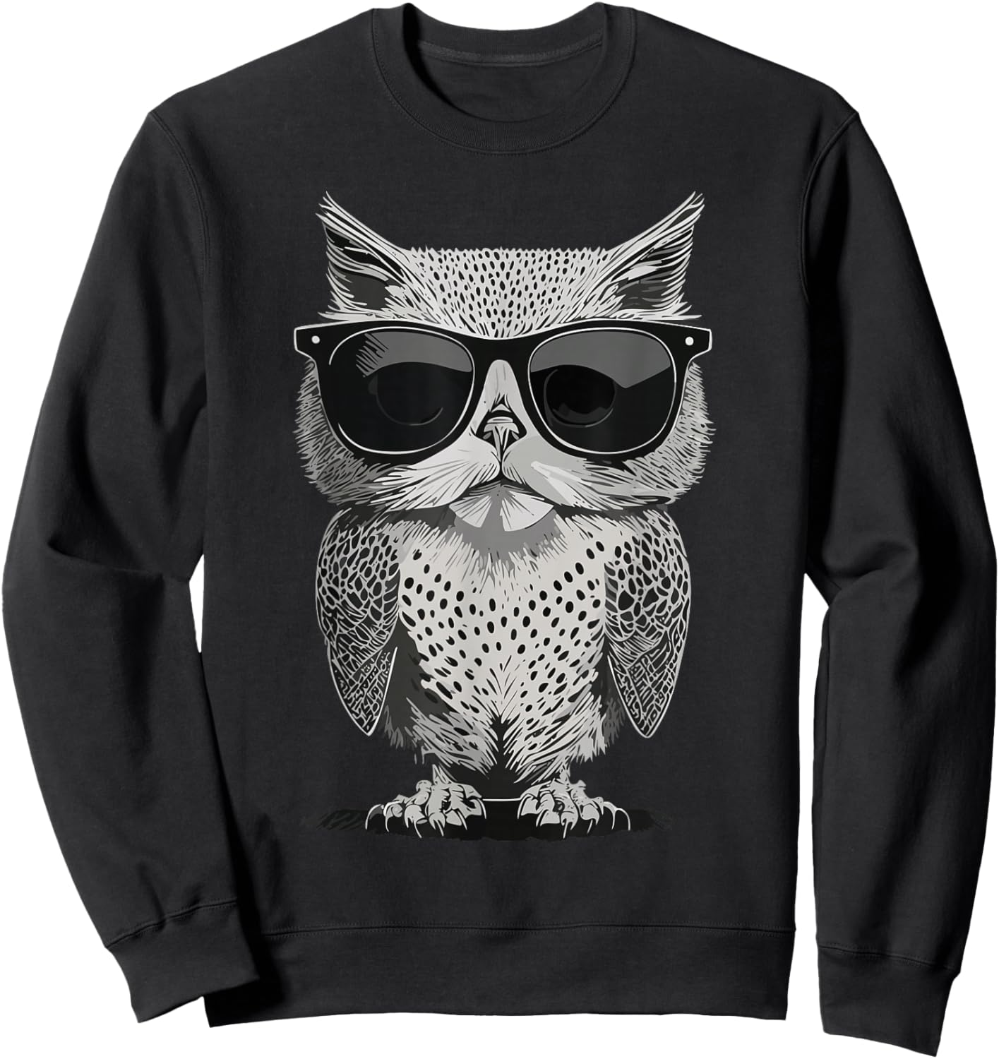 Meowl. Cat and Owl Hybrid Funny Brainrot Meme Sweatshirt - Sweatshirt | Black