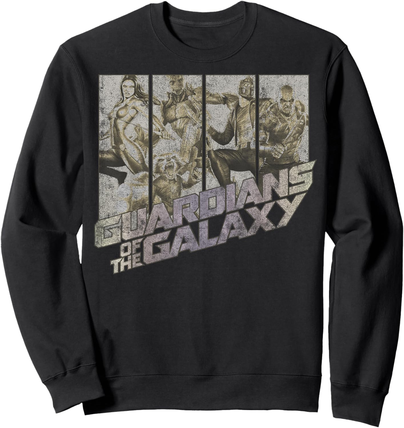 Marvel Guardians of The Galaxy Group Shot Distressed Panels Sweatshirt - Sweatshirt | Black