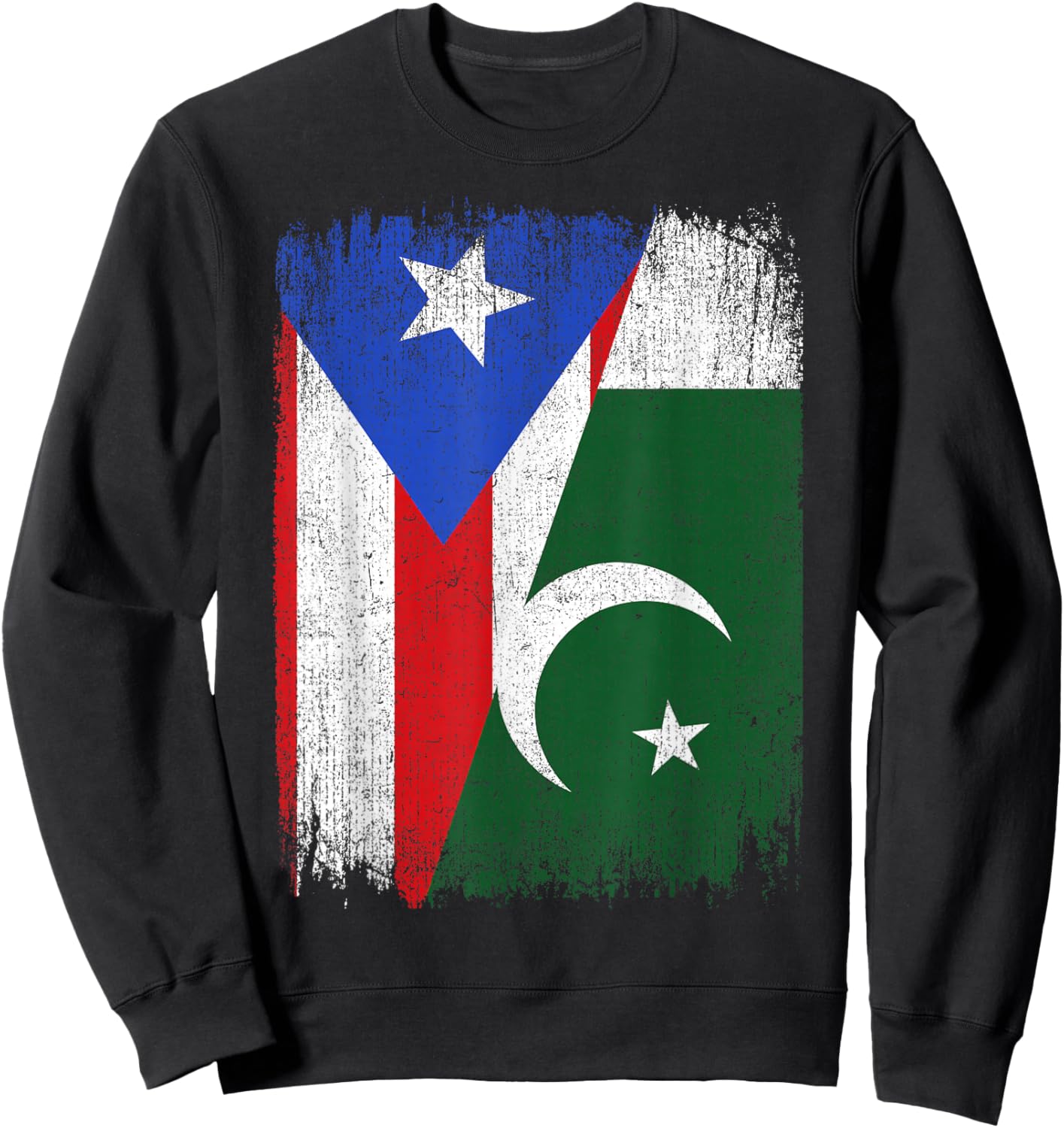Half Puerto Rico Pakistan Flag Pakistani Pride Roots Sweatshirt - Sweatshirt | Black