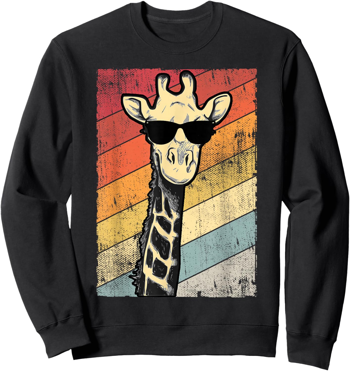 Retro Vintage Giraffe Sunglasses Gift Funny Animal Lover Sweatshirt - Sweatshirt | Black