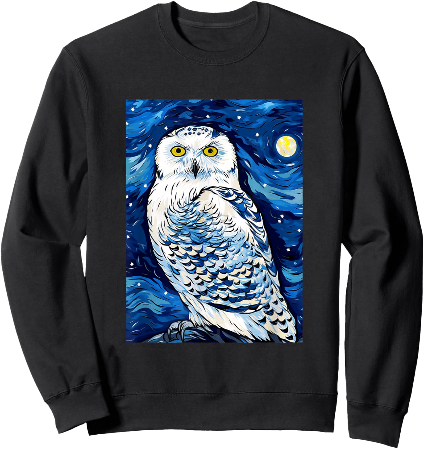 Snowy Owl Starry Night Painting Men Women Kids Sweatshirt - Sweatshirt | Black