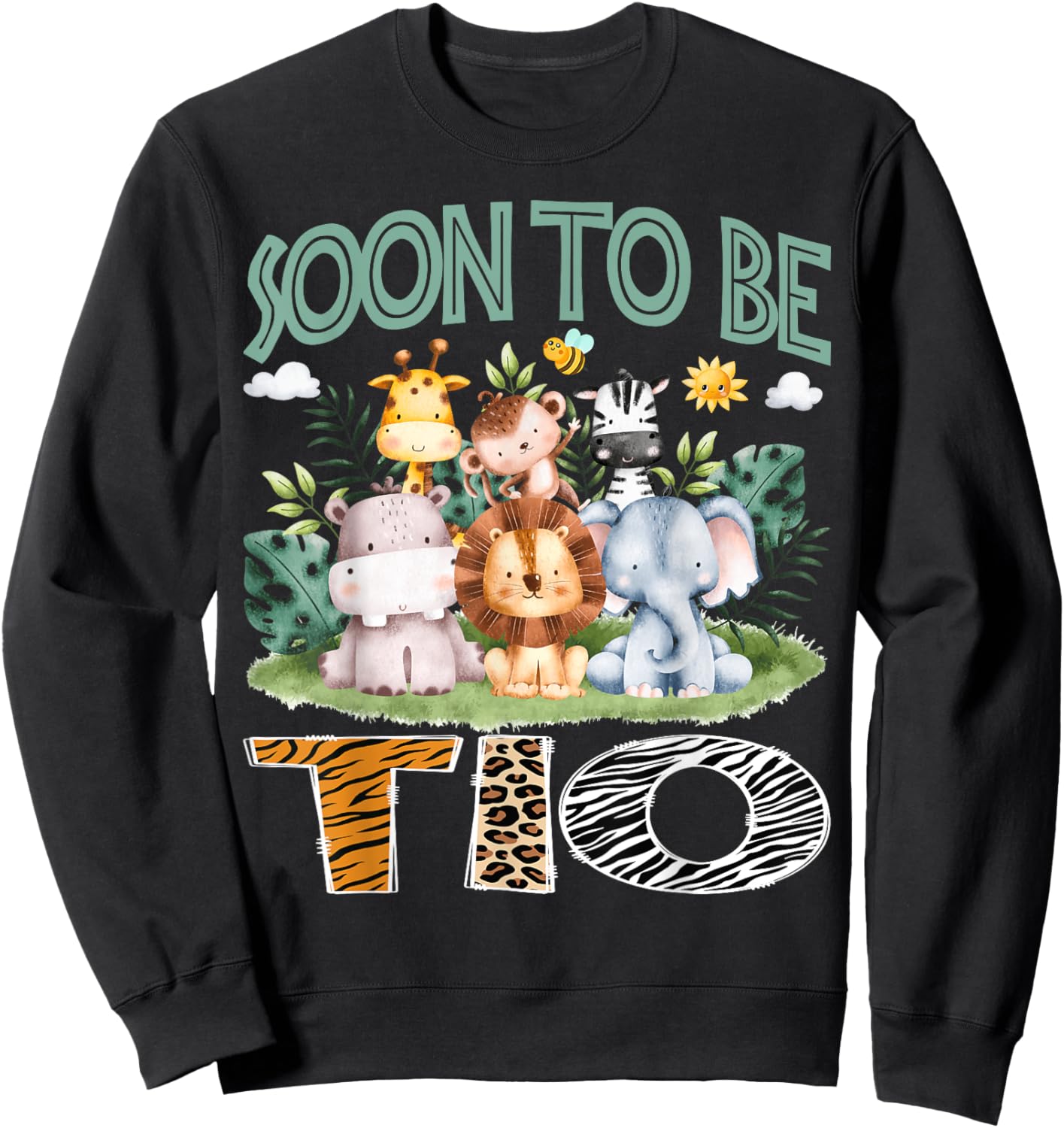 Soon To Be Tio Animal Safari Jungle Gender Reveal Sweatshirt - Sweatshirt | Black