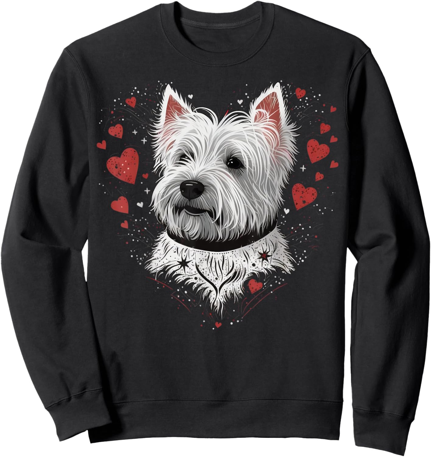 Westie Love Heart on West Highland White Terrier Lover Sweatshirt - Sweatshirt | Black