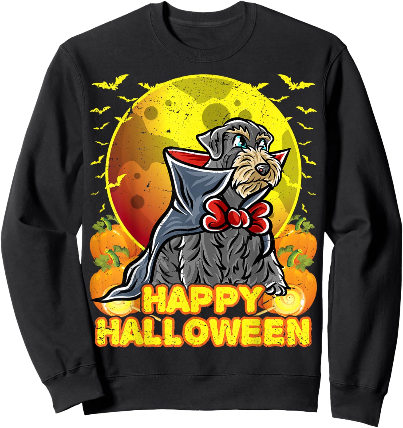 Miniature Schnauzer Happy Halloween Costume Vampire Sweatshirt - Sweatshirt | Black