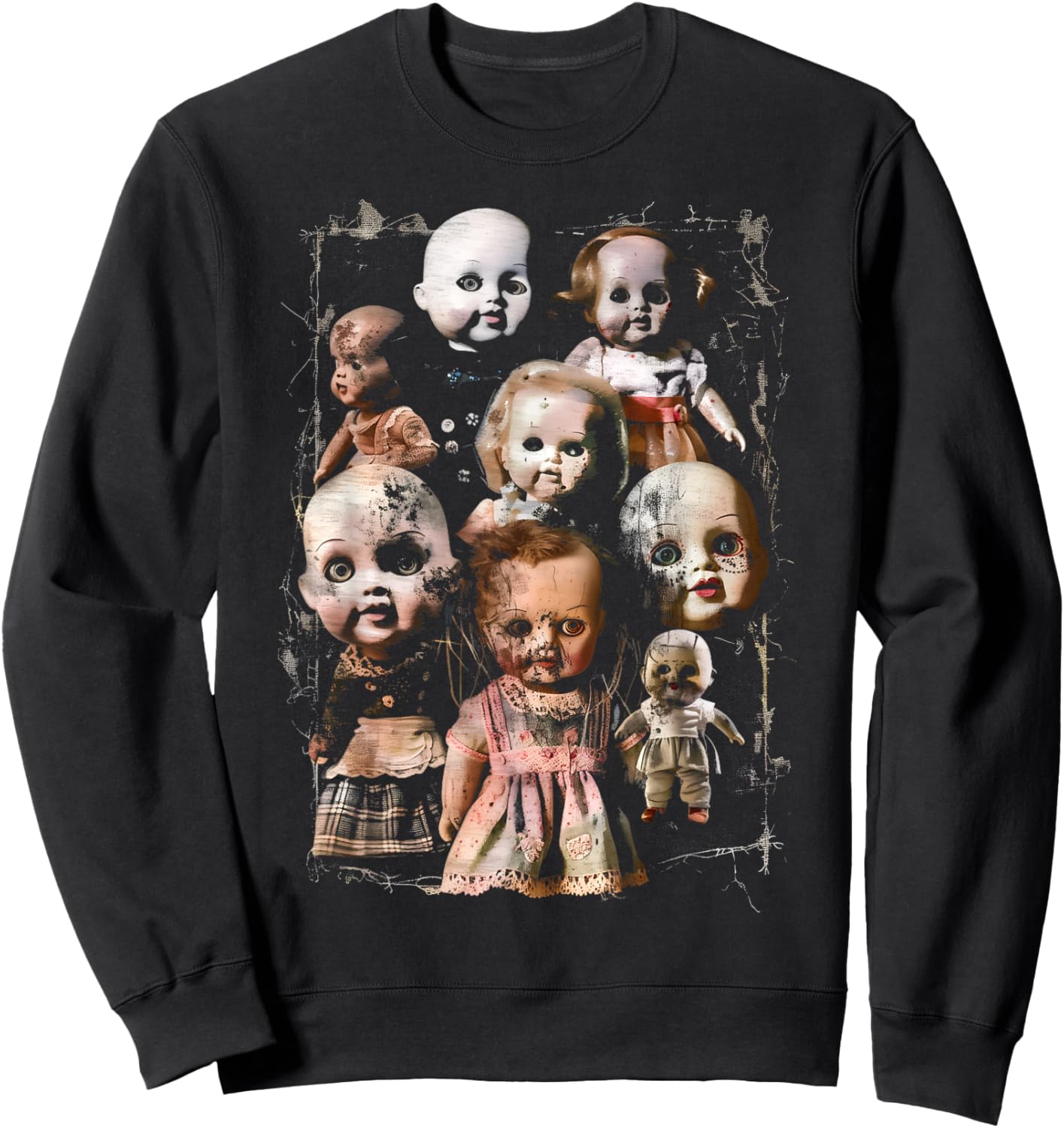 Creepy Dolls Haunted Possessed Horror Movie Goth Alt Scary Sweatshirt - Sweatshirt | Black