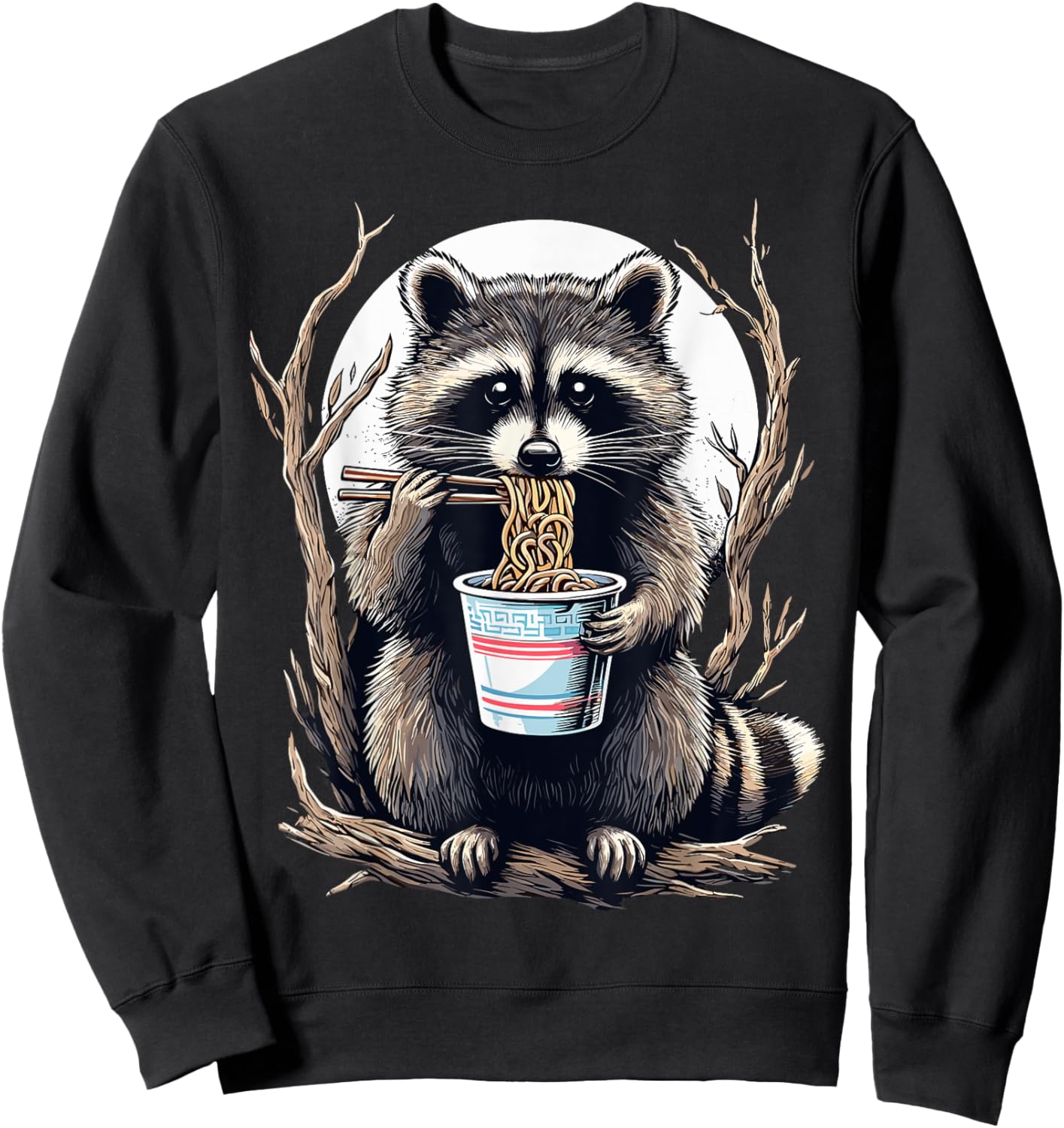 Raccoon Eating Instant Noodle Cup Funny Gifts Men Sweatshirt - Sweatshirt | Black