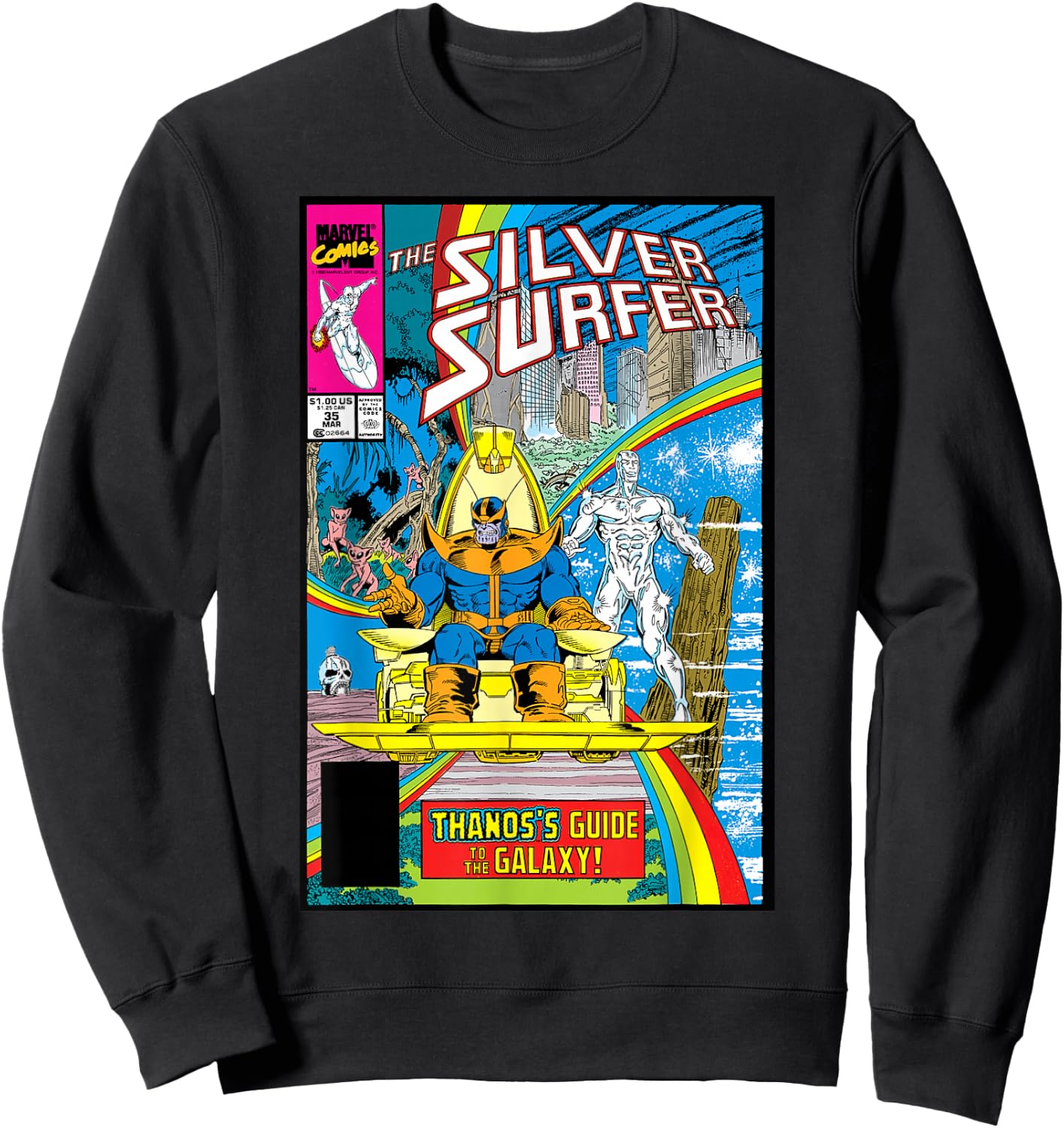 Marvel Silver Surfer Rainbow Thanos's Guide Comic Cover Sweatshirt - Sweatshirt | Black