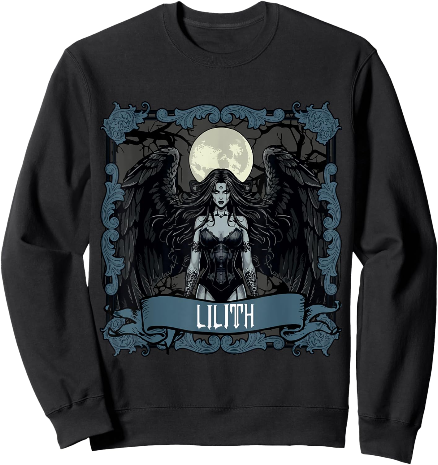 Lilith Tarot Card Gothic Halloween Day of Dead Goddess Sweatshirt - Sweatshirt | Black