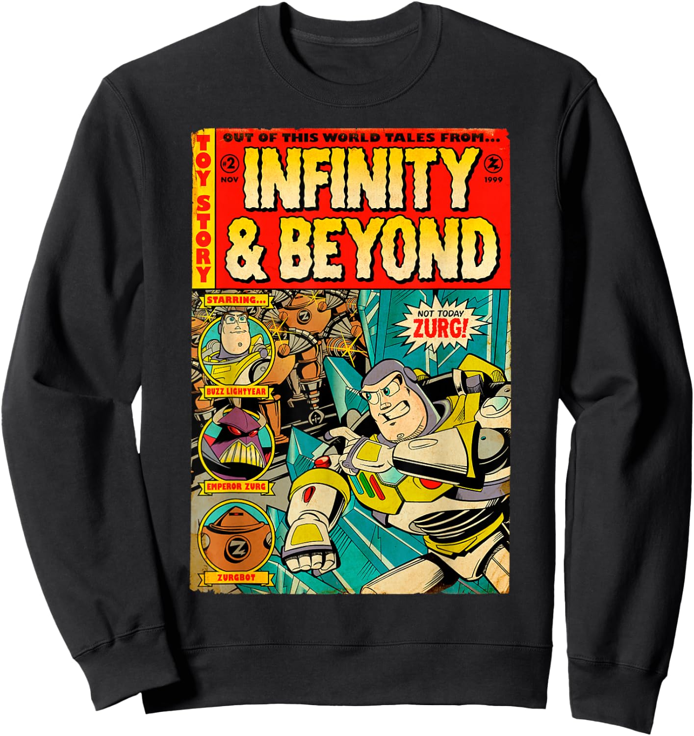 Disney Pixar Toy Story Buzz Lightyear Retro Comic Book Sweatshirt - Sweatshirt | Black