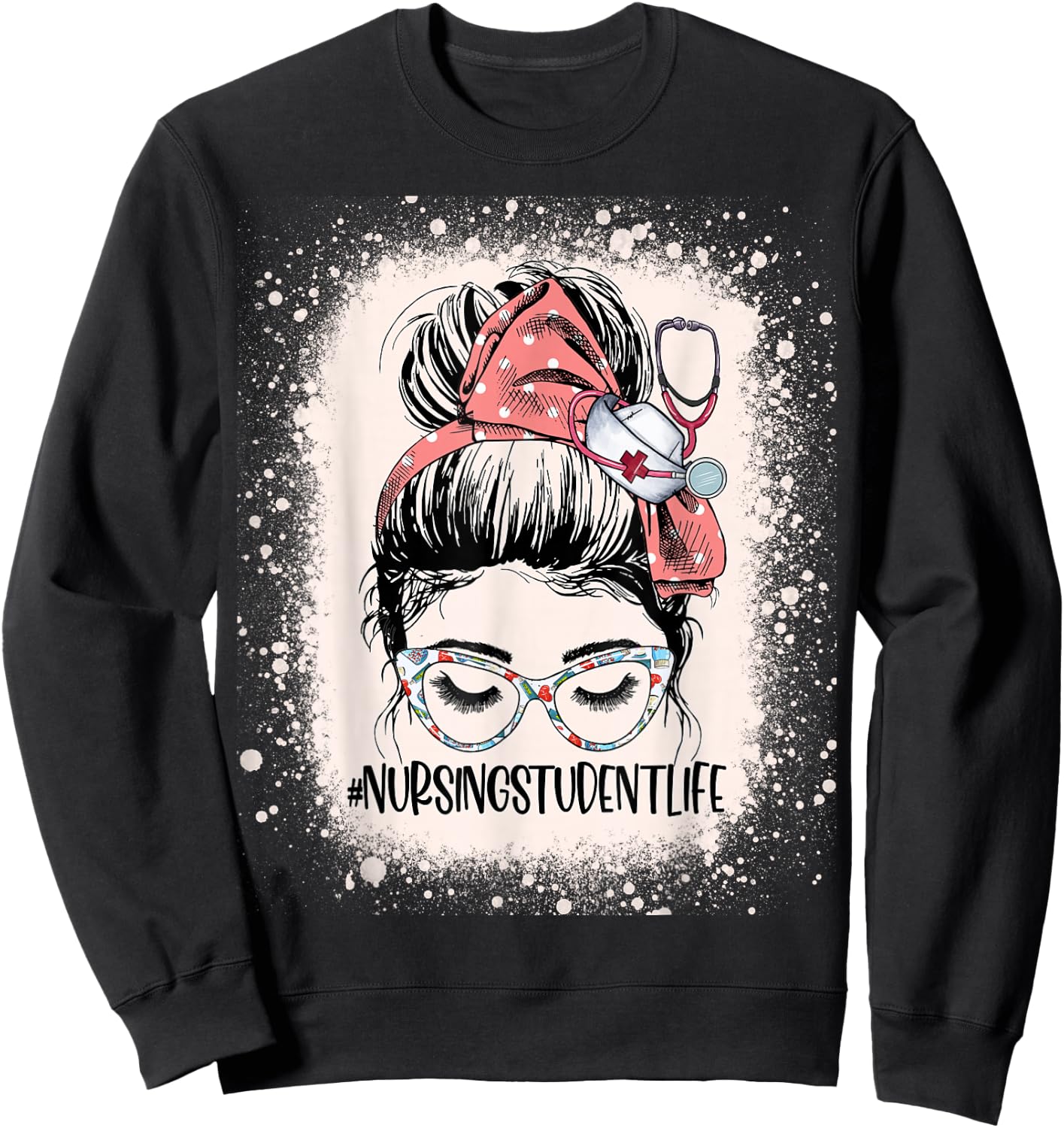 Funny Messy Bun School Student Nurse Life Future Nurse Sweatshirt - Sweatshirt | Black