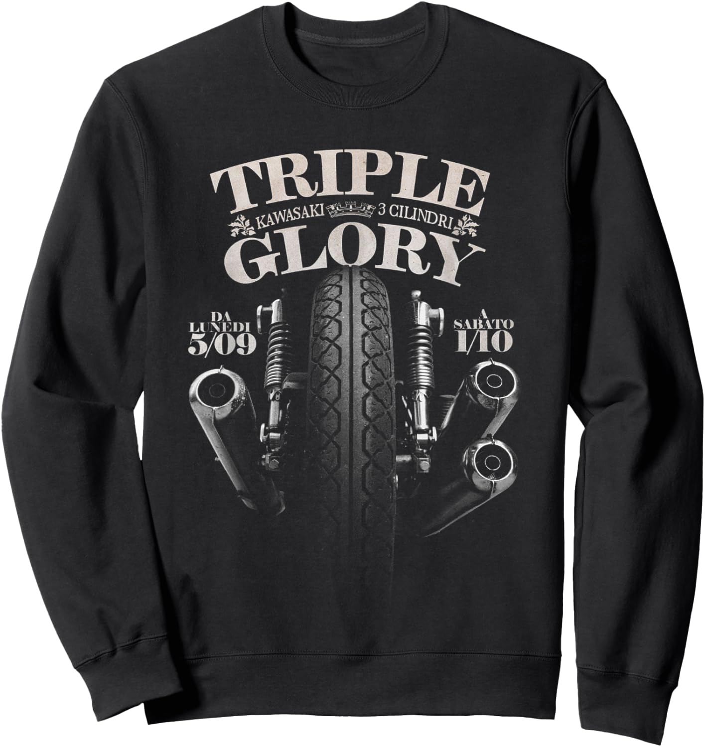 Kawasaki Triple Classic Biker Sweatshirt - Sweatshirt | Black