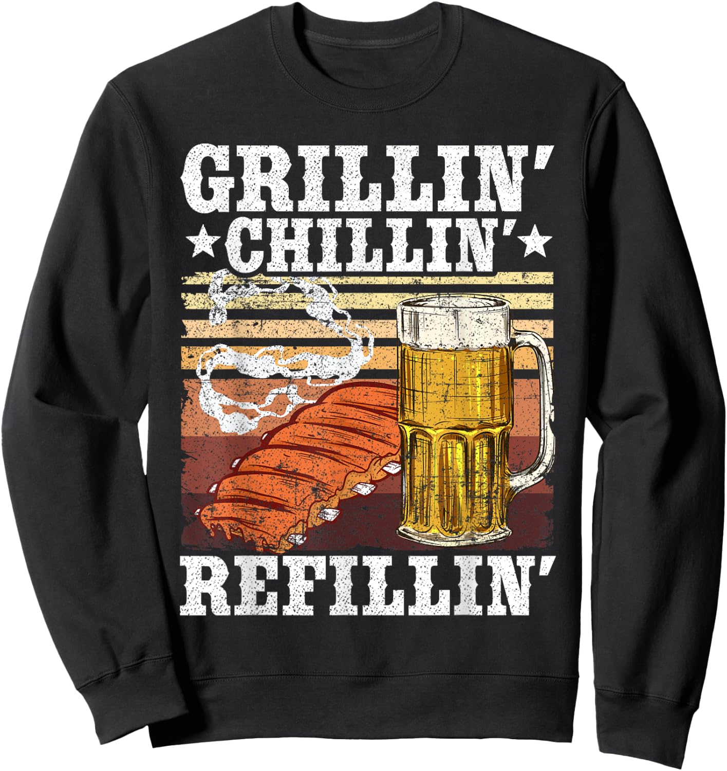Barbecue Party Smoking Meat BBQ Grilling Chilling Refilling Sweatshirt - Sweatshirt | Black