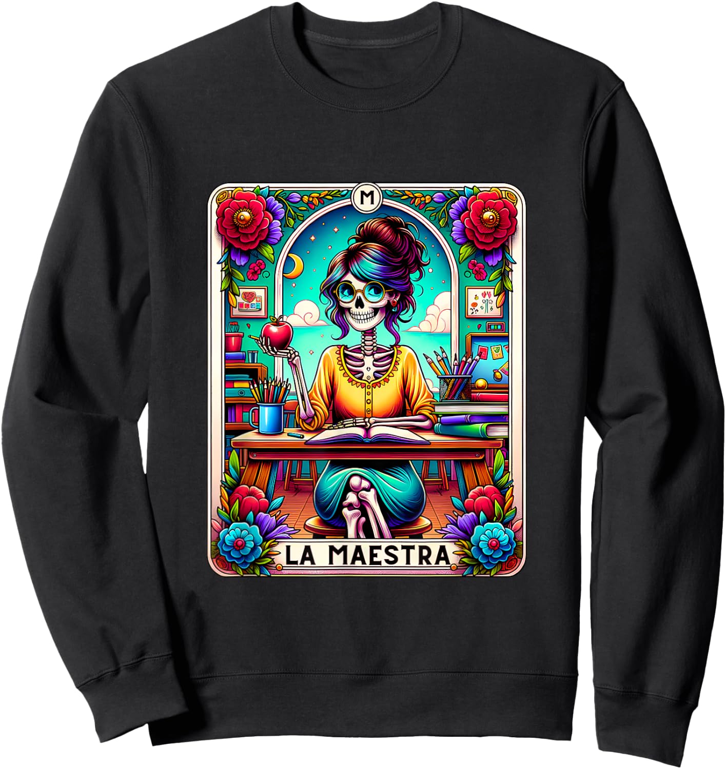 La Maestra Tarot Card Funny Spanish Teacher Mexican Latina Sweatshirt - Sweatshirt | Black