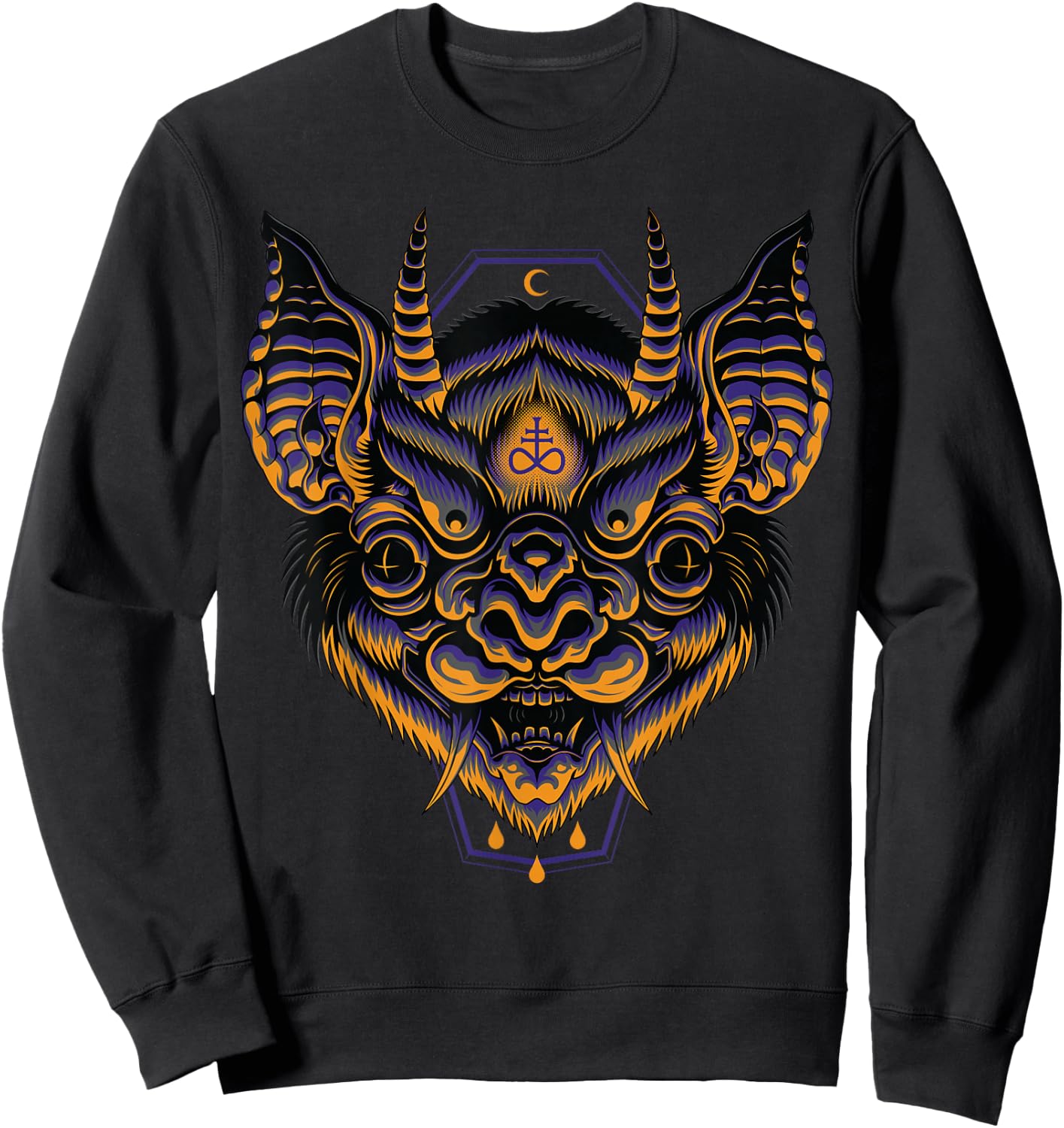 Hannya Bat American Traditional Tattoo Flash Japanese Edgy Sweatshirt - Sweatshirt | Black