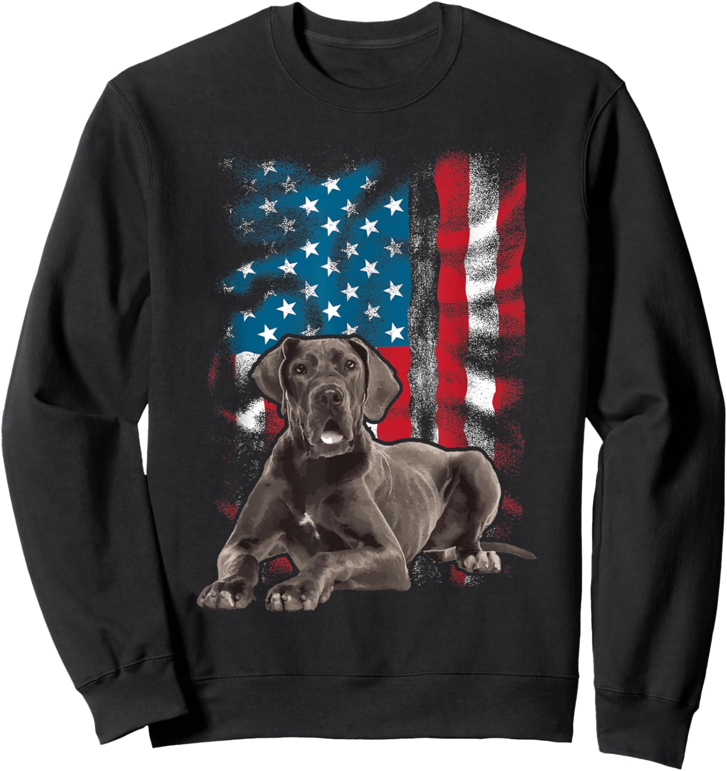 USA American Flag Great Dane - Dog Lover Puppy Trainer Sweatshirt - Sweatshirt | Black