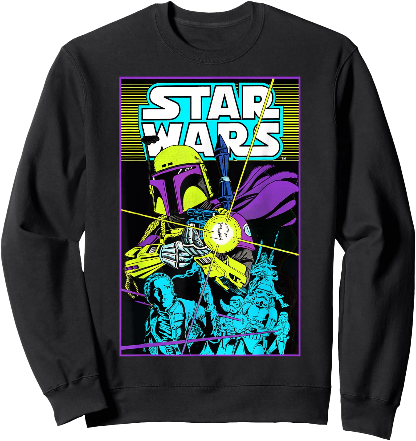 Star Wars Boba Fett Neon Blaster Poster Sweatshirt - Sweatshirt | Black