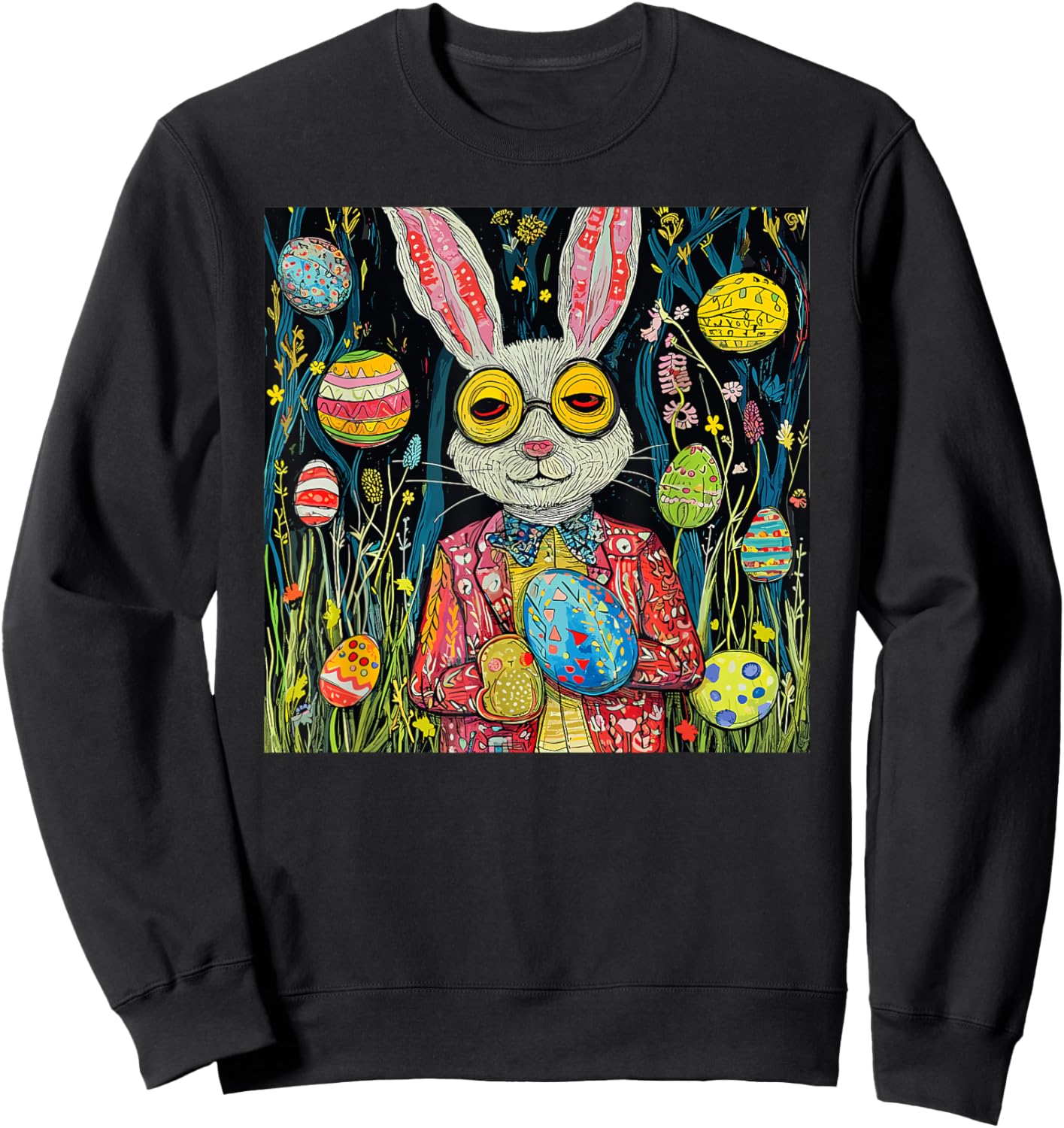 Easter Day Kids Artistic Fun Cute Happy Easter Sweatshirt - Sweatshirt | Black