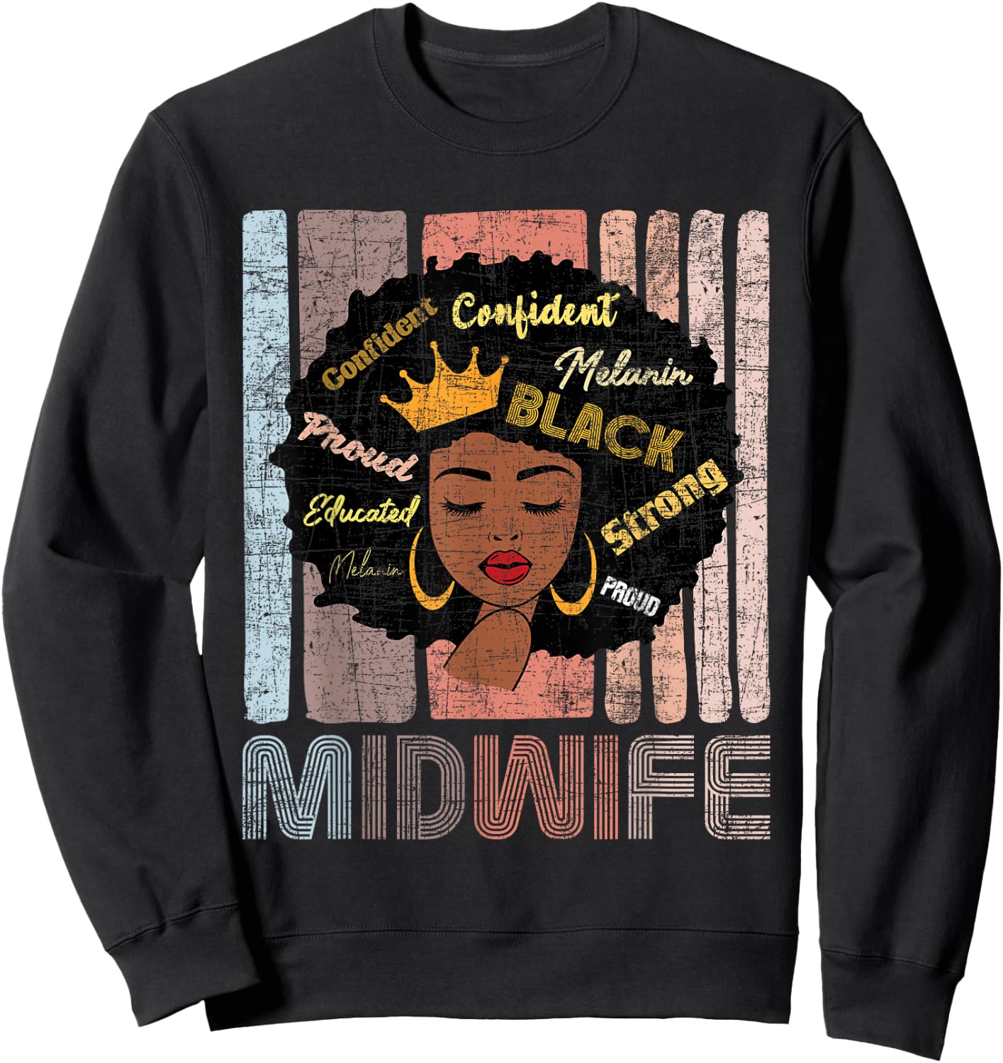 African American Midwife - Midwives Doula Nurse Midwifery Sweatshirt - Sweatshirt | Black