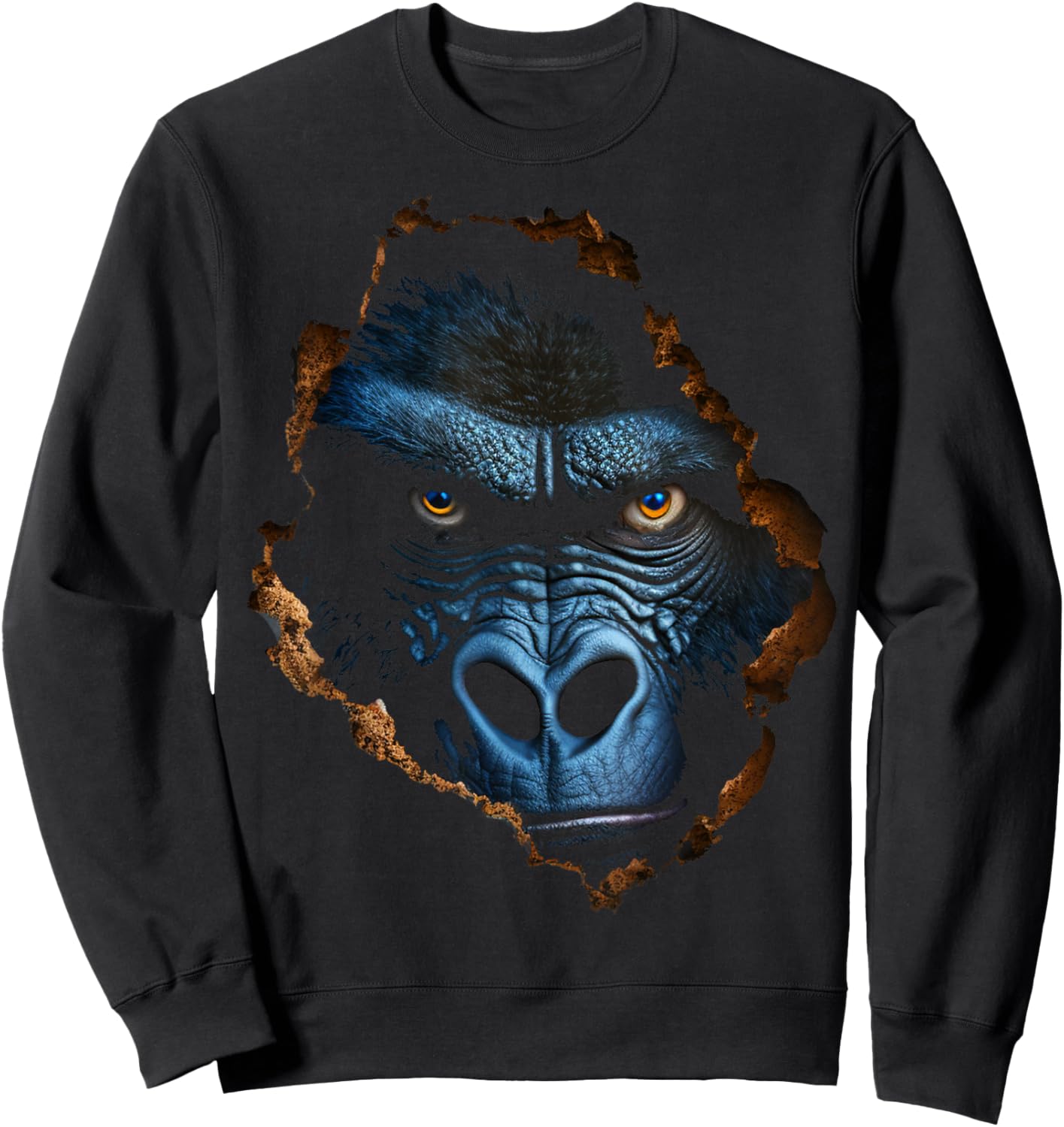 Gorilla Face Wall Animal Print Art Animal Lover Gorilla Sweatshirt - Sweatshirt | Black