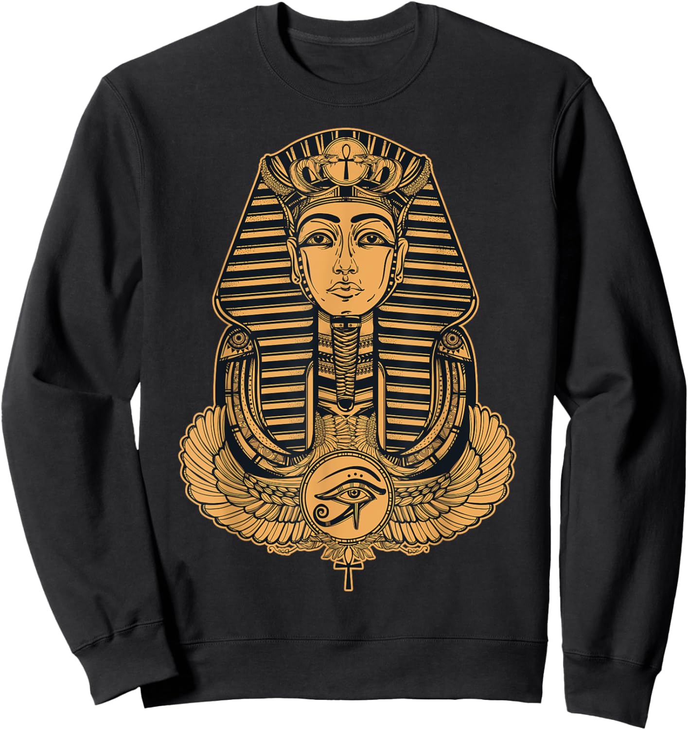 Large Sphinx Drawing - Egyptian God Pharaoh Sphinx Animal Sweatshirt - Sweatshirt | Black