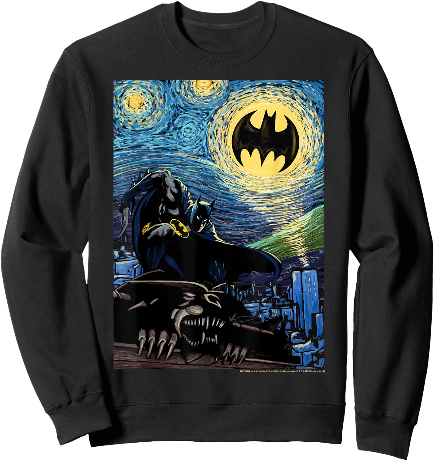 DC Comics Batman The Dark Knight Starry Night Style Poster Sweatshirt - Sweatshirt | Black