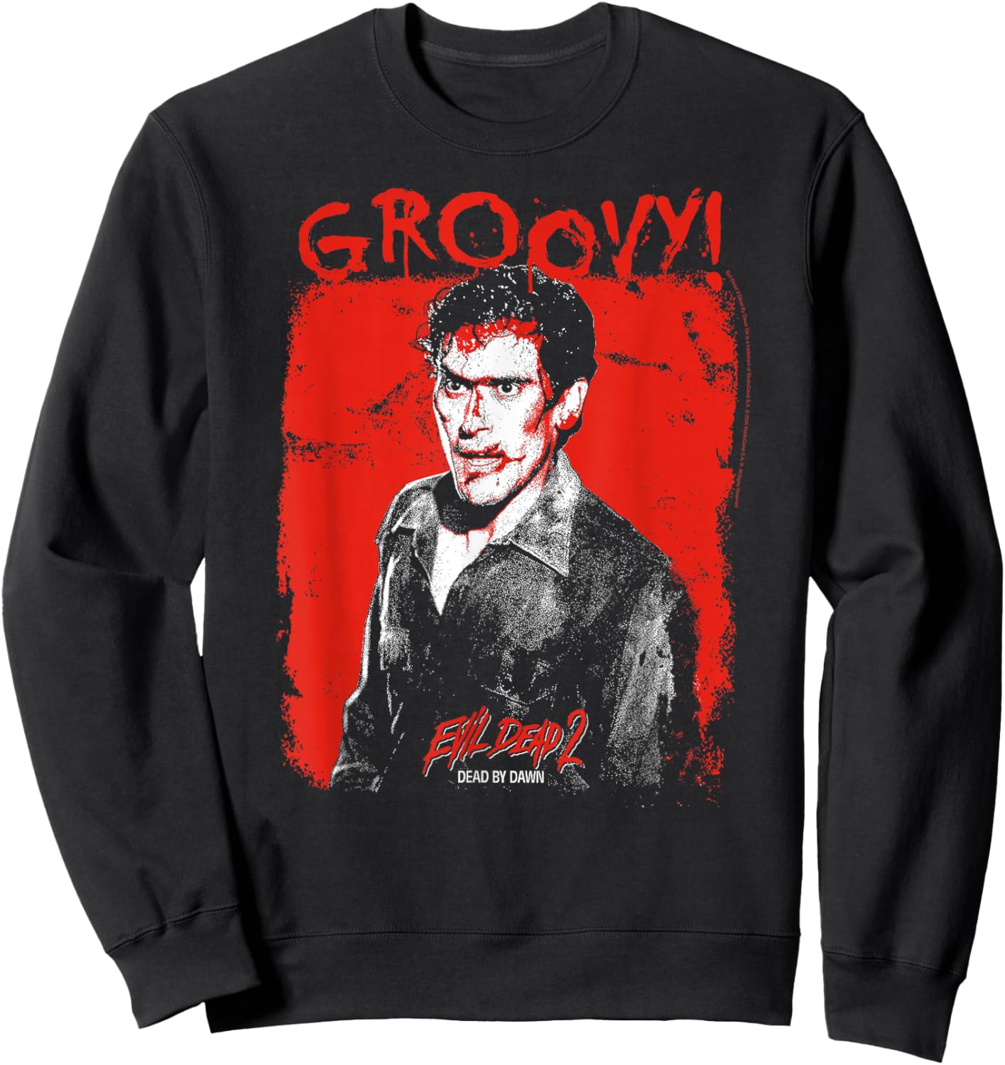 Ripple Junction x Evil Dead 2 Ash Williams Bloody Groovy , Black, S Sweatshirt - Sweatshirt | Black