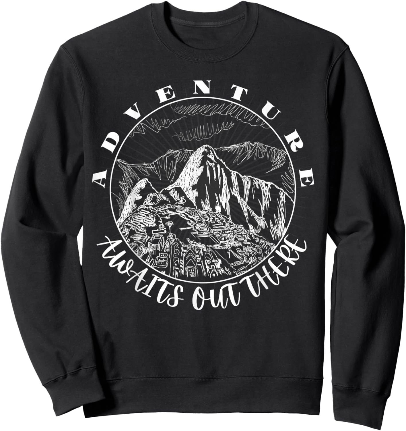 Adventure Awaits Out There Hiking Mountain Camping Adventure Sweatshirt - Sweatshirt | Black