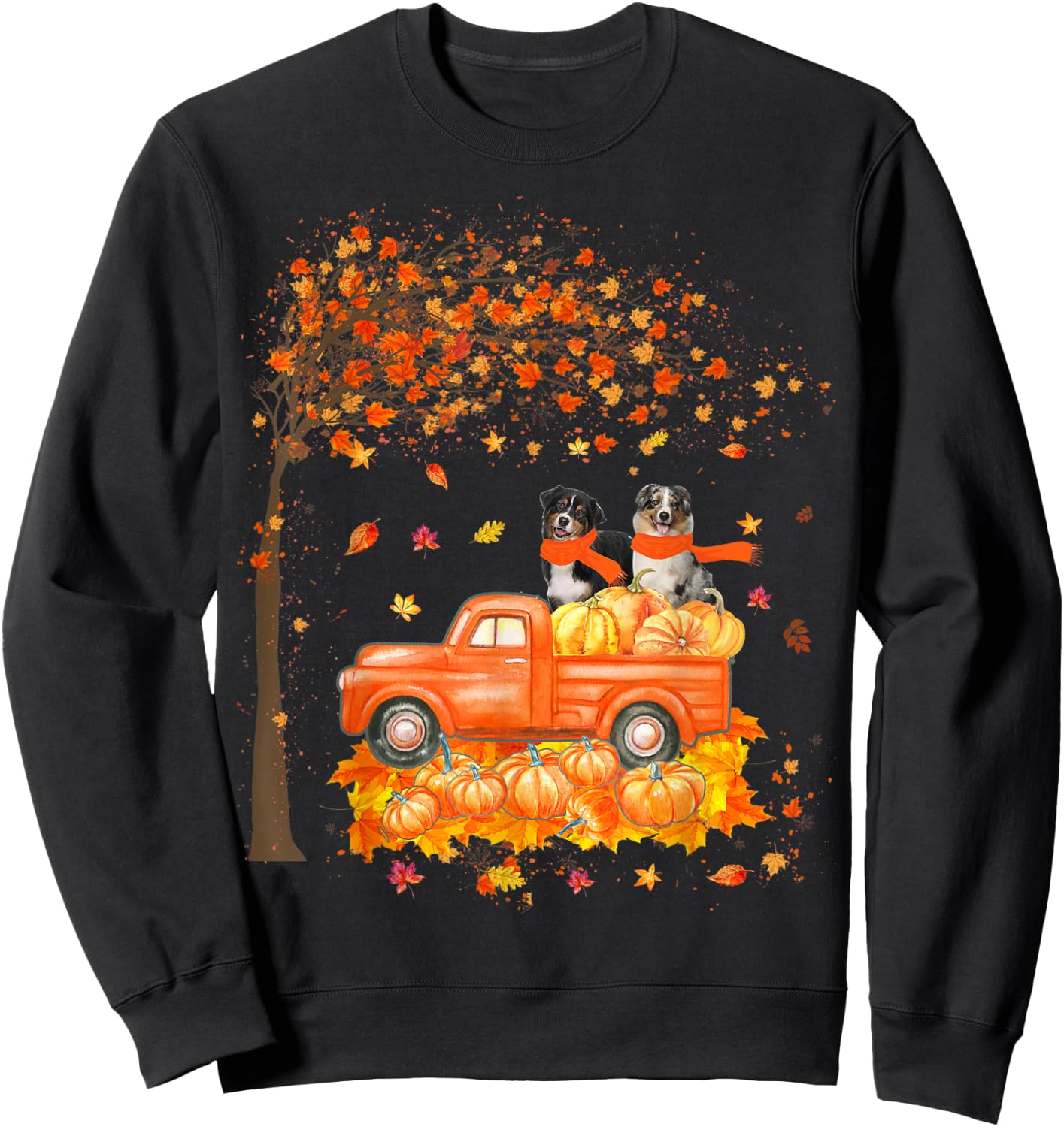 Australian Shepherd Riding On Truck Thanksgiving Dog Lover Sweatshirt - Sweatshirt | Black