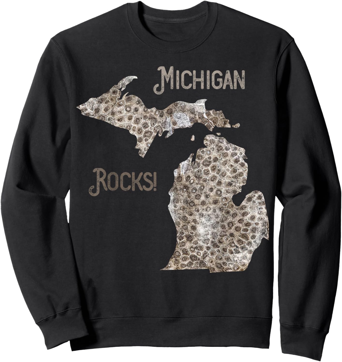 Michigan Rocks Petoskey Stone Hunting Great Lakes State Sweatshirt - Sweatshirt | Black