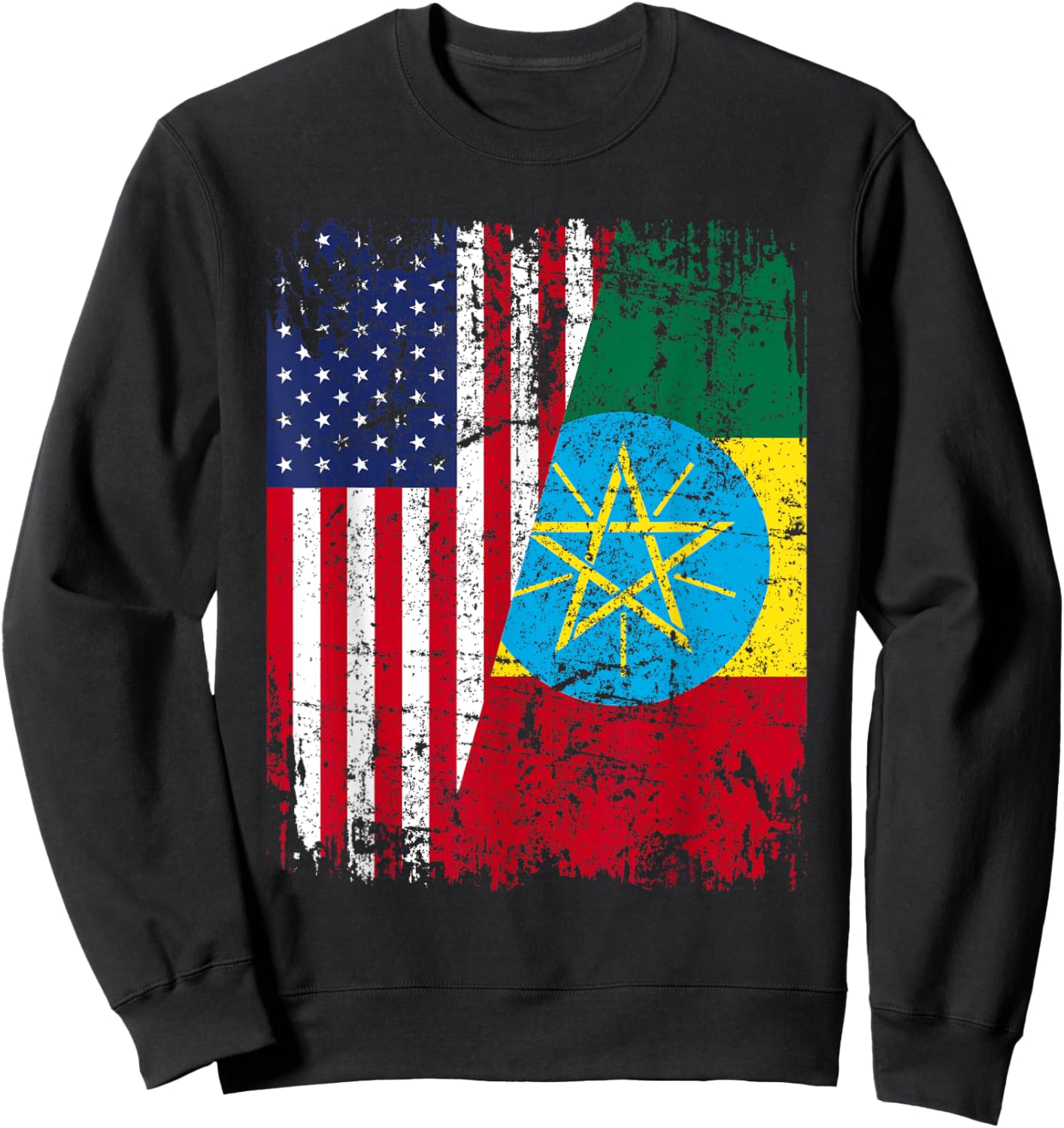ETHIOPIAN American Flag | Men Women Kids | ETHIOPIA Sweatshirt - Sweatshirt | Black