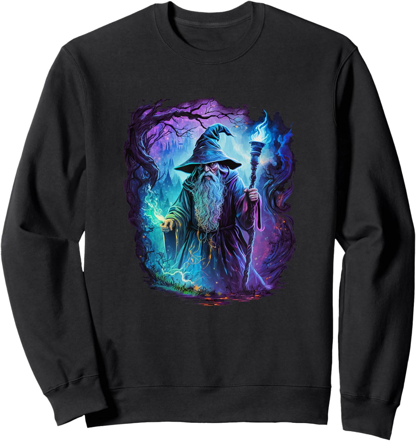 Retro Magical Wizard Fantasy Sweatshirt - Sweatshirt | Black