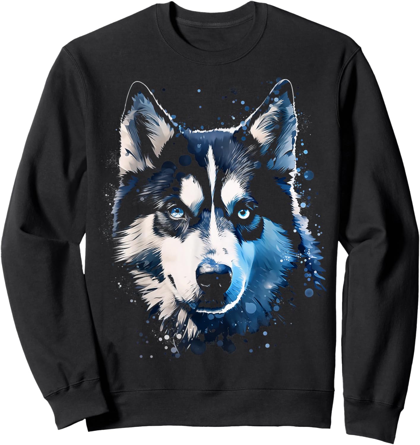 Husky Motif Pet Illustration Dog Husky Sweatshirt - Sweatshirt | Black