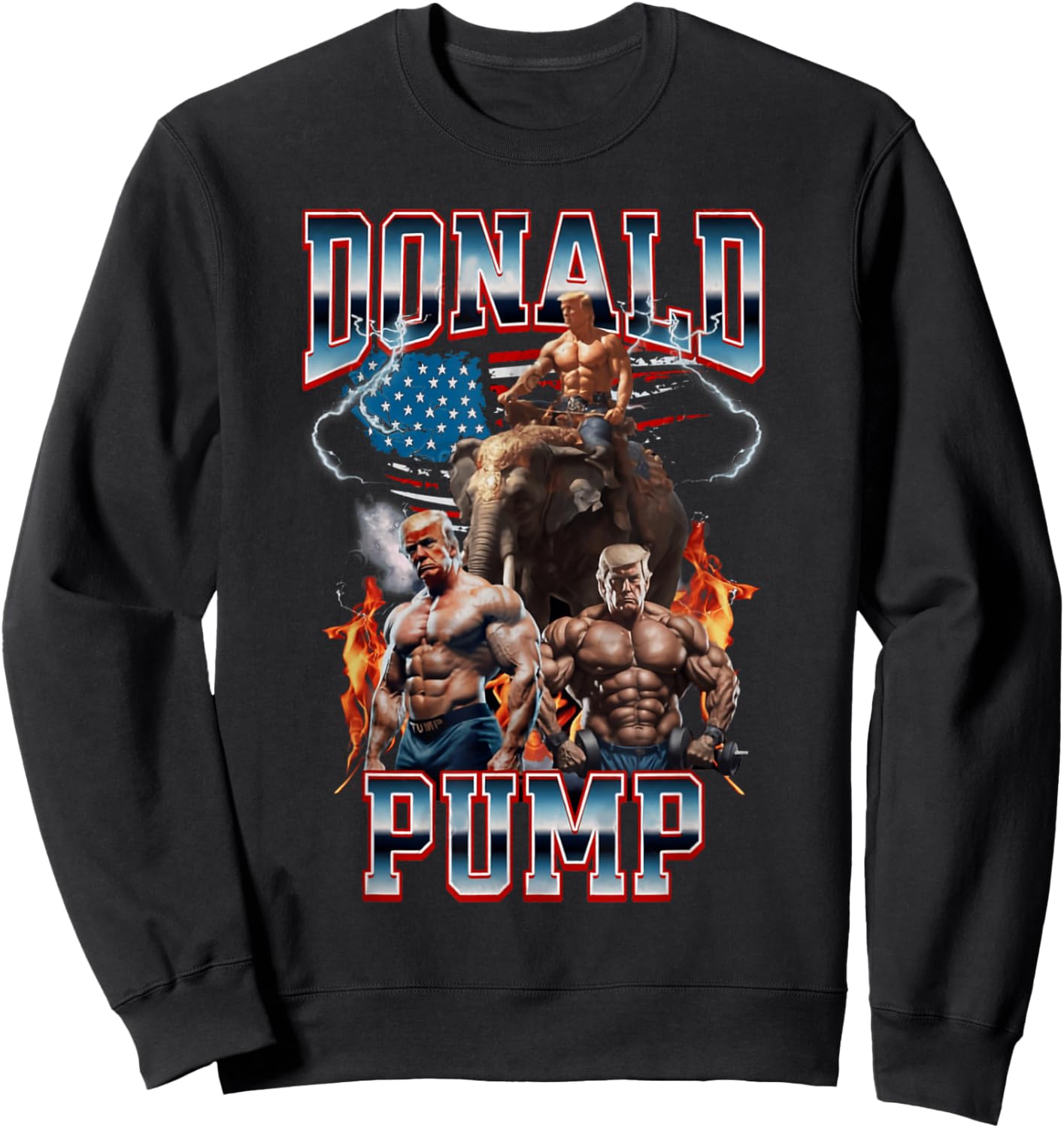 Donald Pump Vintage Gym Trump Meme Sweatshirt - Sweatshirt | Black