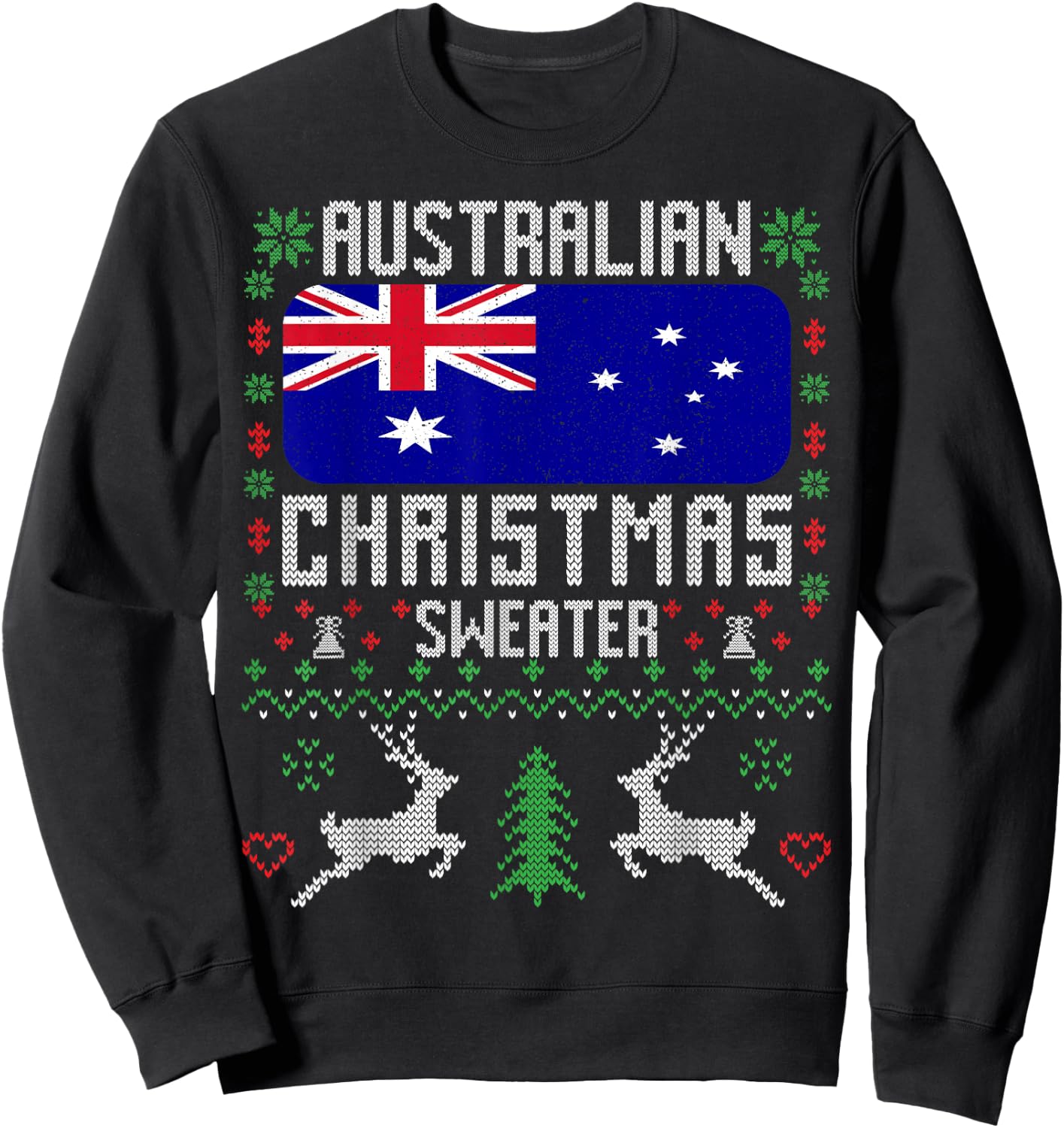 Australia Flag Australian Christmas Sweater Sweatshirt - Sweatshirt | Black