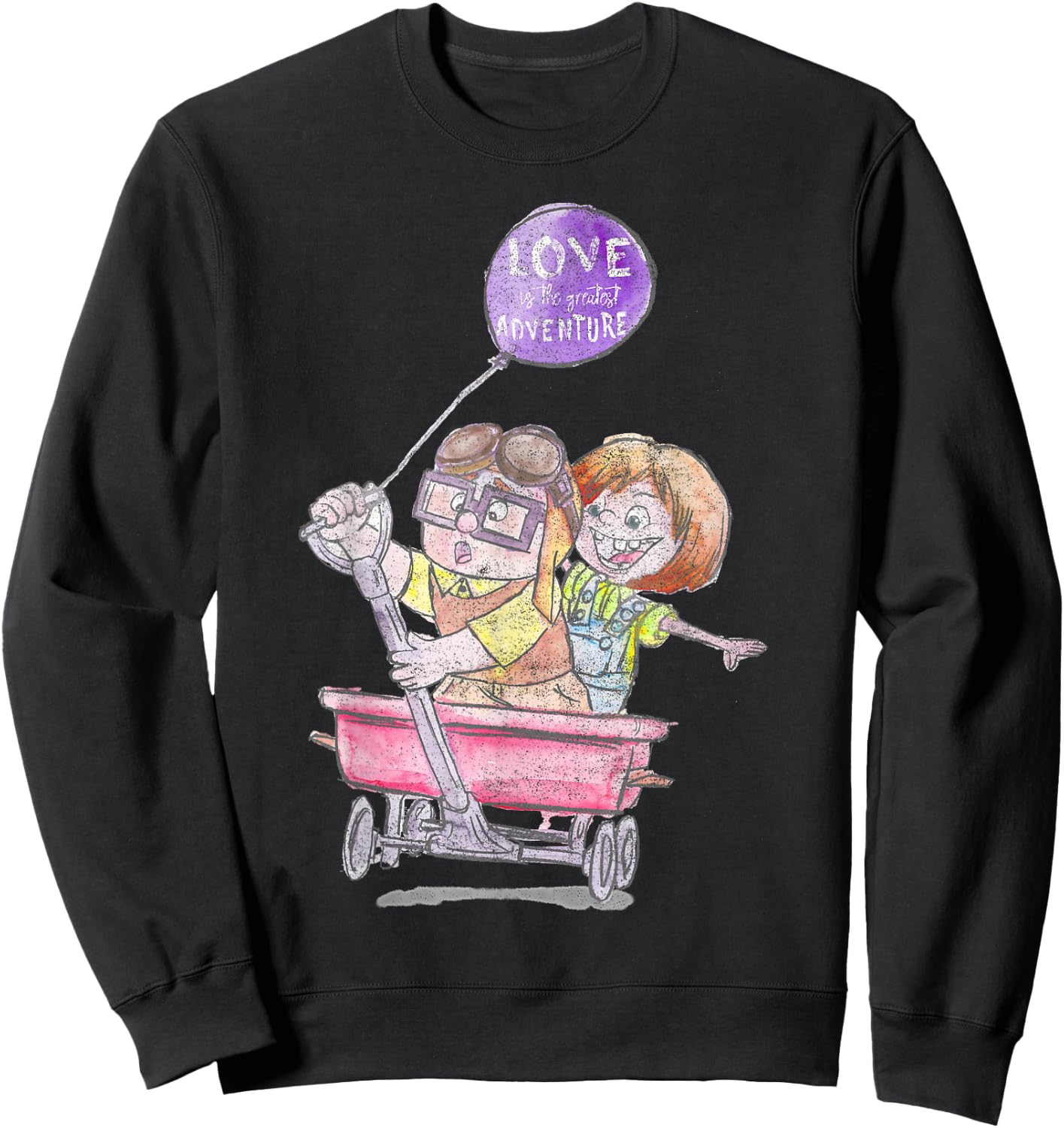 Disney Pixar Up Carl & Ellie Wagon Ride Sketch Sweatshirt - Sweatshirt | Black